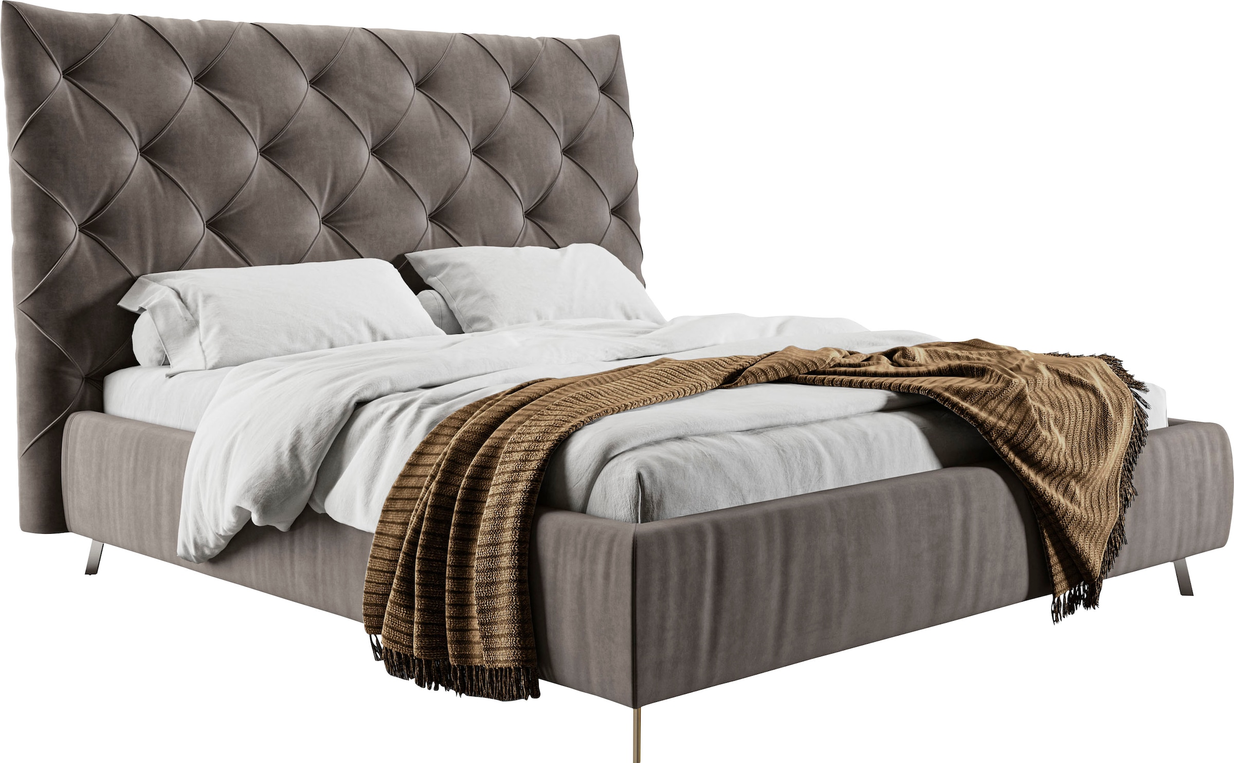 Home affaire Polsterbett "Elloree, in 4 Breiten, hinten mit Originalstoff bezogen, auch in Leder" Kopfteilhöhe 143cm, belastbar bis 280 kg, auch in Überlänge 220cm
