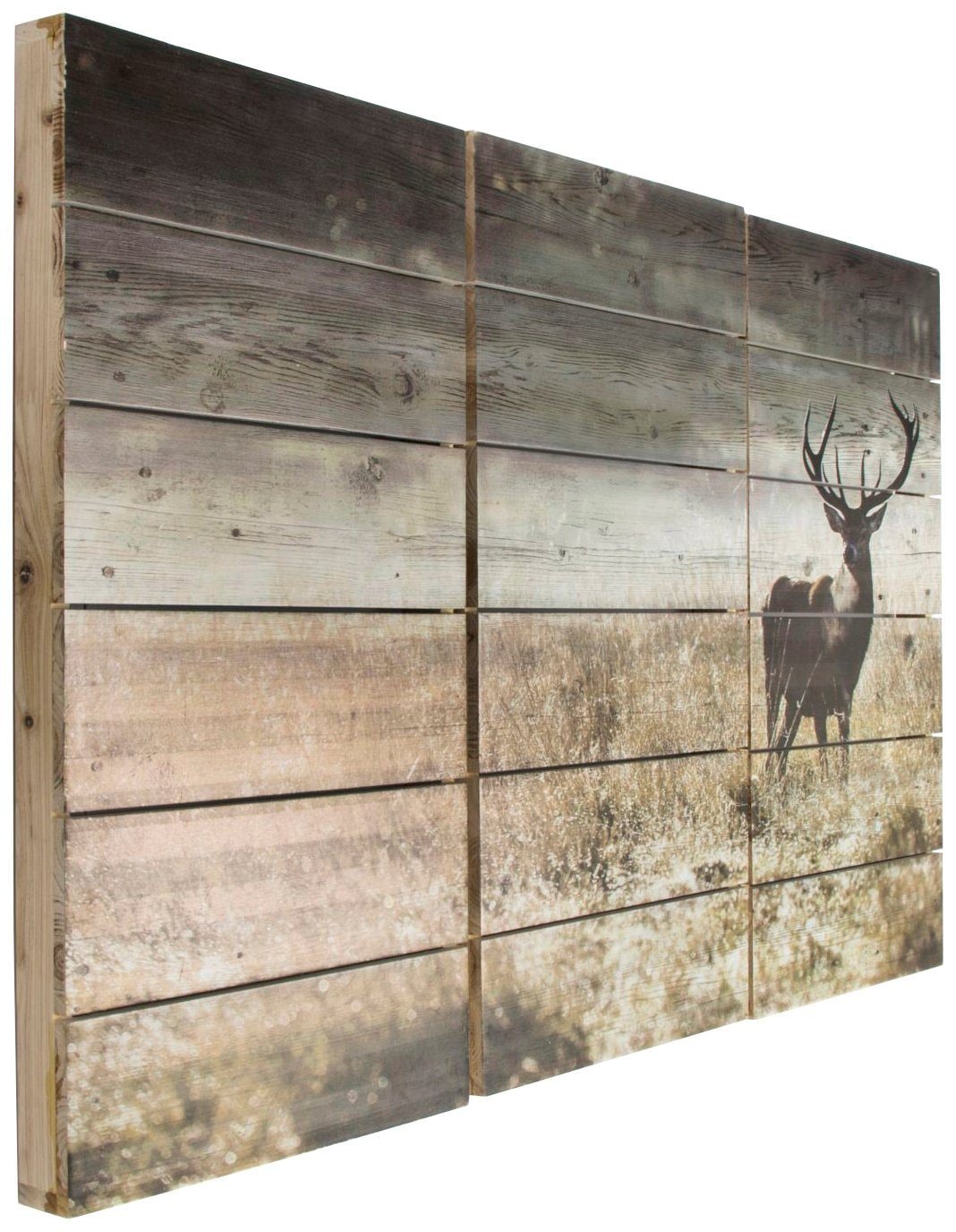 Art for the home Holzbild »Woodland Stag«, Hirsche, (3 St.)