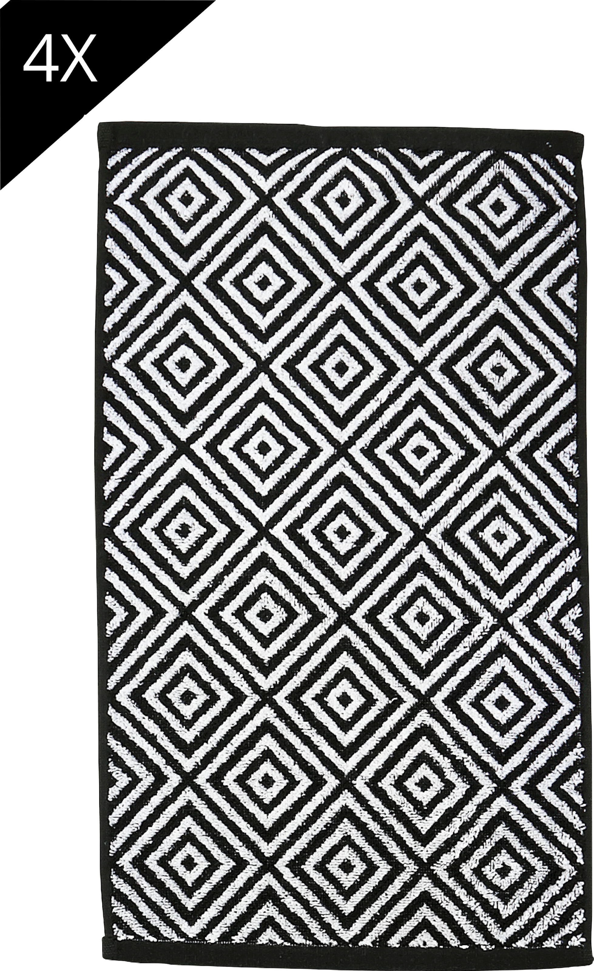 done.® Jacquardgewebe, auf Rauten Set, | Gästehandtücher, modernes Rechnung Set tlg., Muster »Daily Handtuch BAUR Walkfrottier, Jacquard- Shapes Diamond«, 4