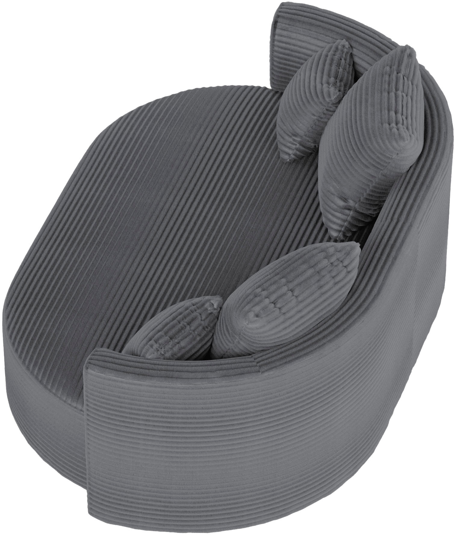 LeGer Home by Lena Gercke 2,5-Sitzer »ISALIE, rundes Loungesofa, mit Kissen, perfekt gepolstert«, moderne Stoffe, mit 4 Zierkissen, extra große Sitzfläche