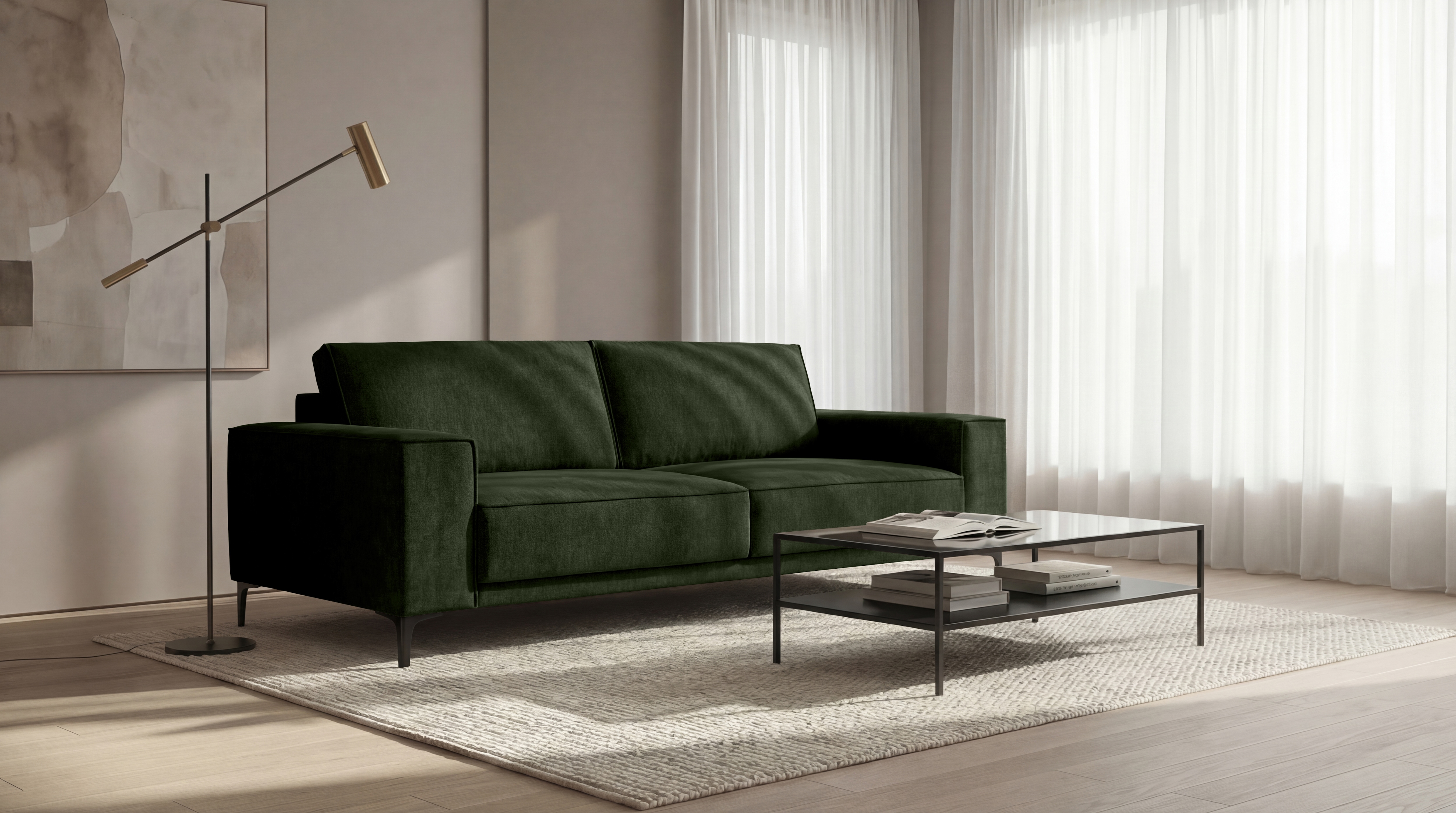 OTTO home Sofa "OLAND, B: 224 cm - Skandi-Design" Struktur, Flachgewebe, Luxus-Microfaser, Boucle