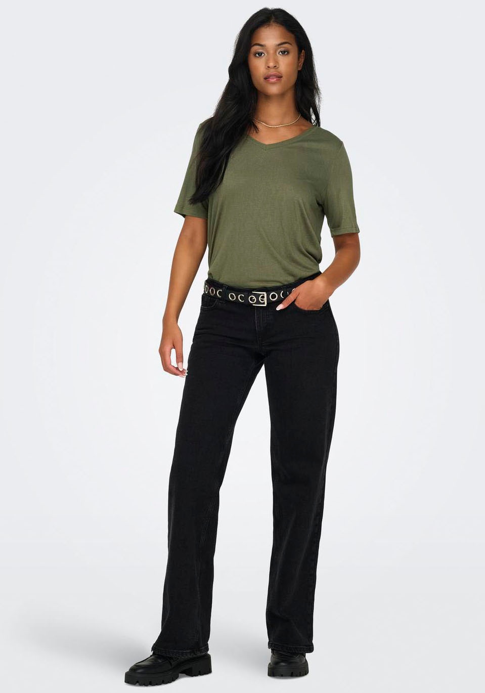ONLY Kurzarmshirt »ONLELISE S/S V-NECK TOP JRS NOOS«