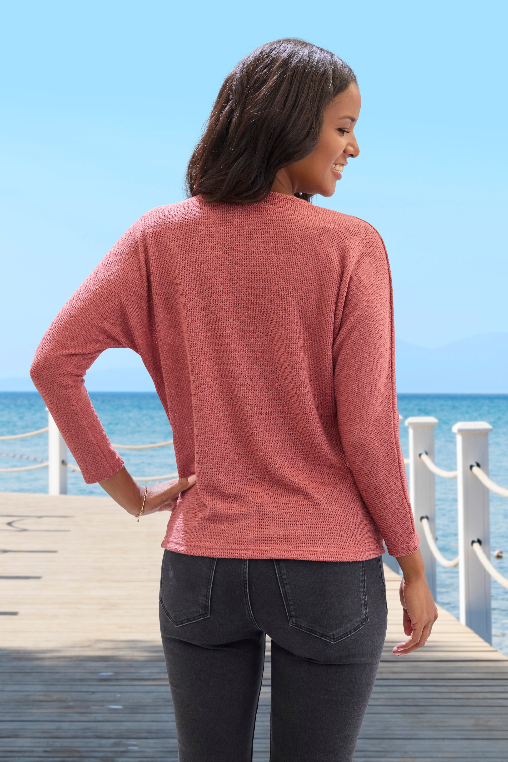 Vivance Langarmshirt »aus flauschigem Strick«, aus bügelfreier Qualität