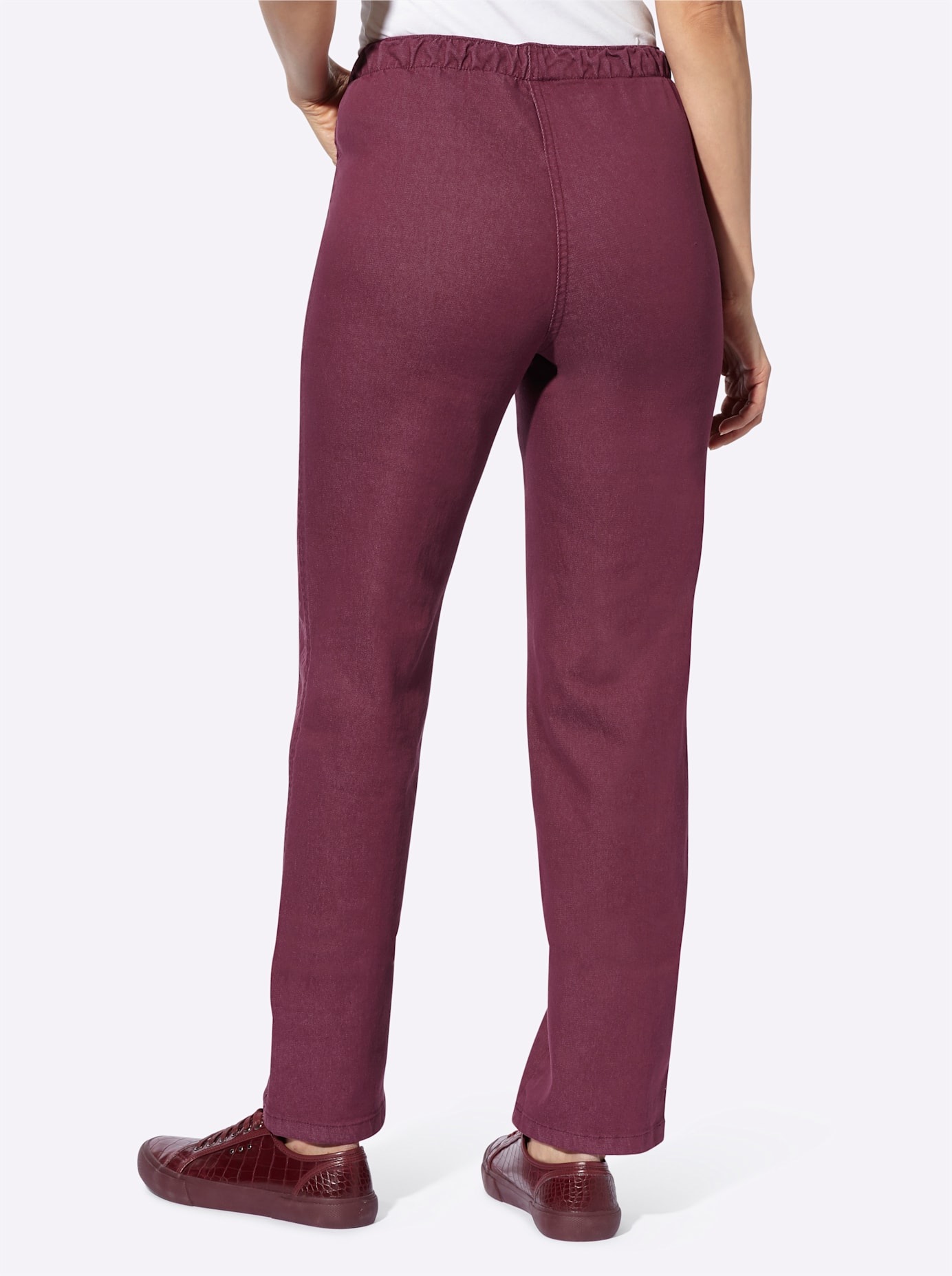 Bequeme Jeans CLASSIC BASICS, Damen, Gr. 23, Kurzgrößen, rot (bordeaux), 81% Baumwolle, 17% Polyester, 2% Elasthan, unifarben, lang, Jeans 3
