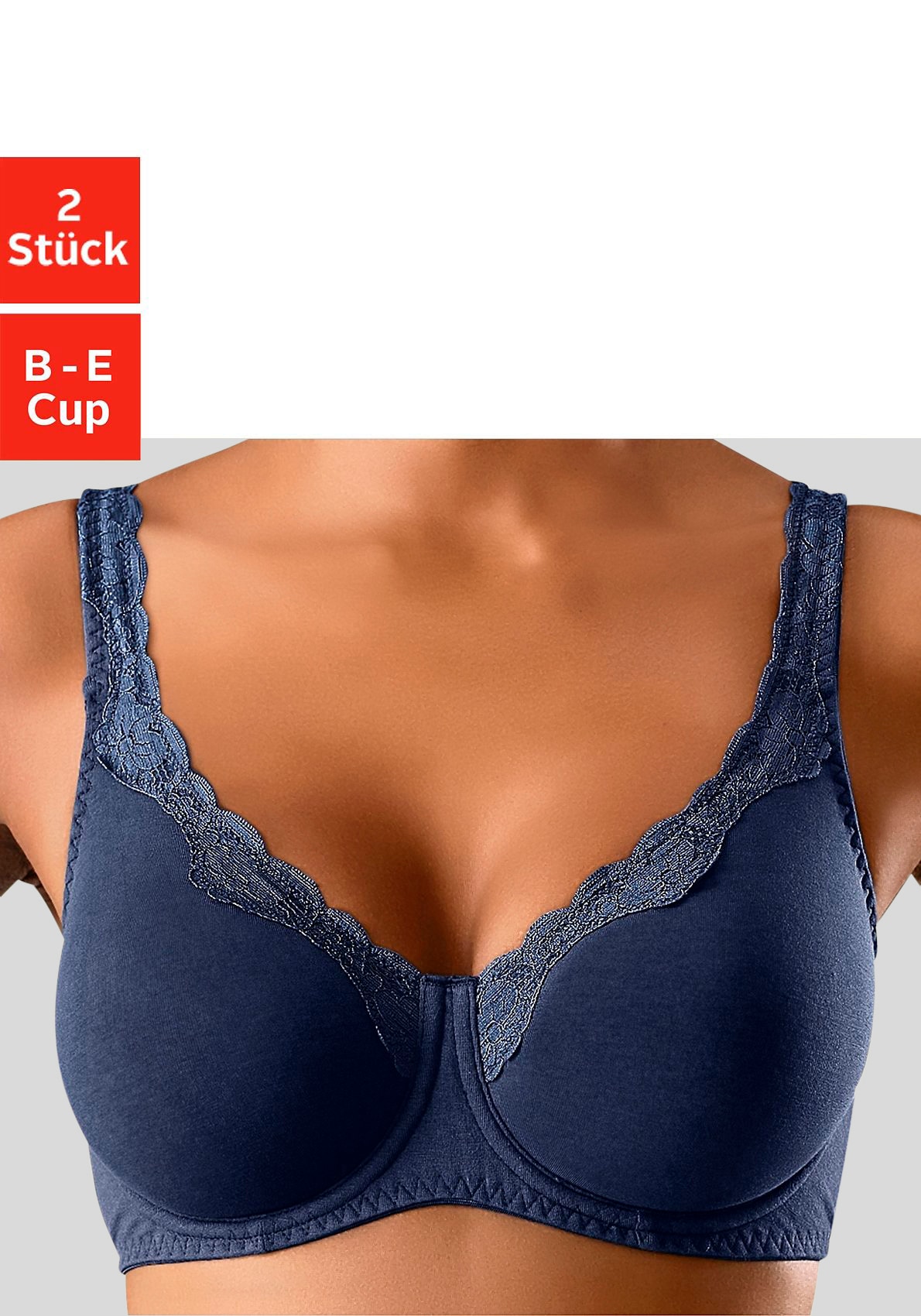 petite fleur by Lascana Bügel-BH Packung, aus Baumwolle mit breiteren Trägern – auch ideal für große Größen