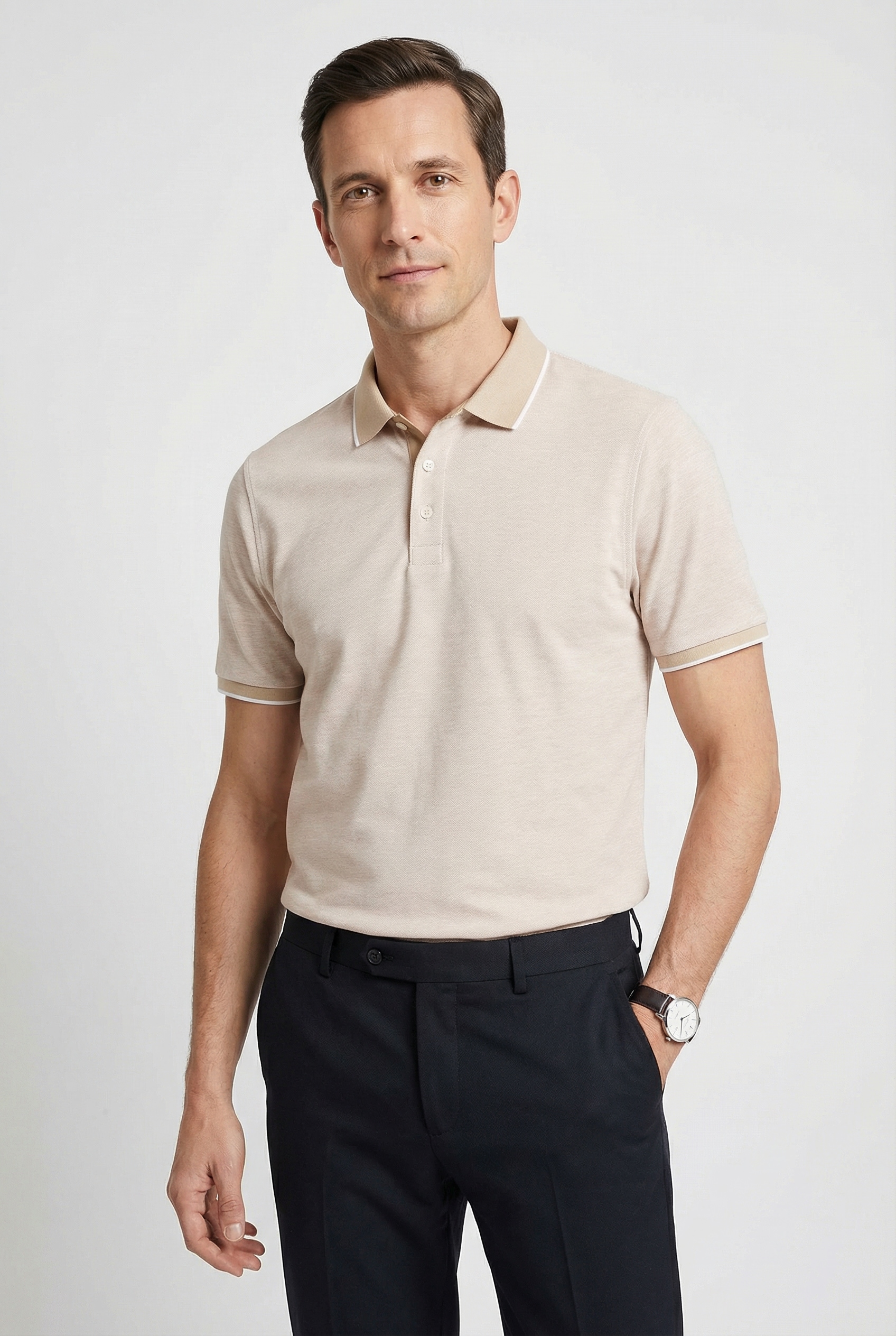 MARVELIS Poloshirt meliert, leicht tailliert