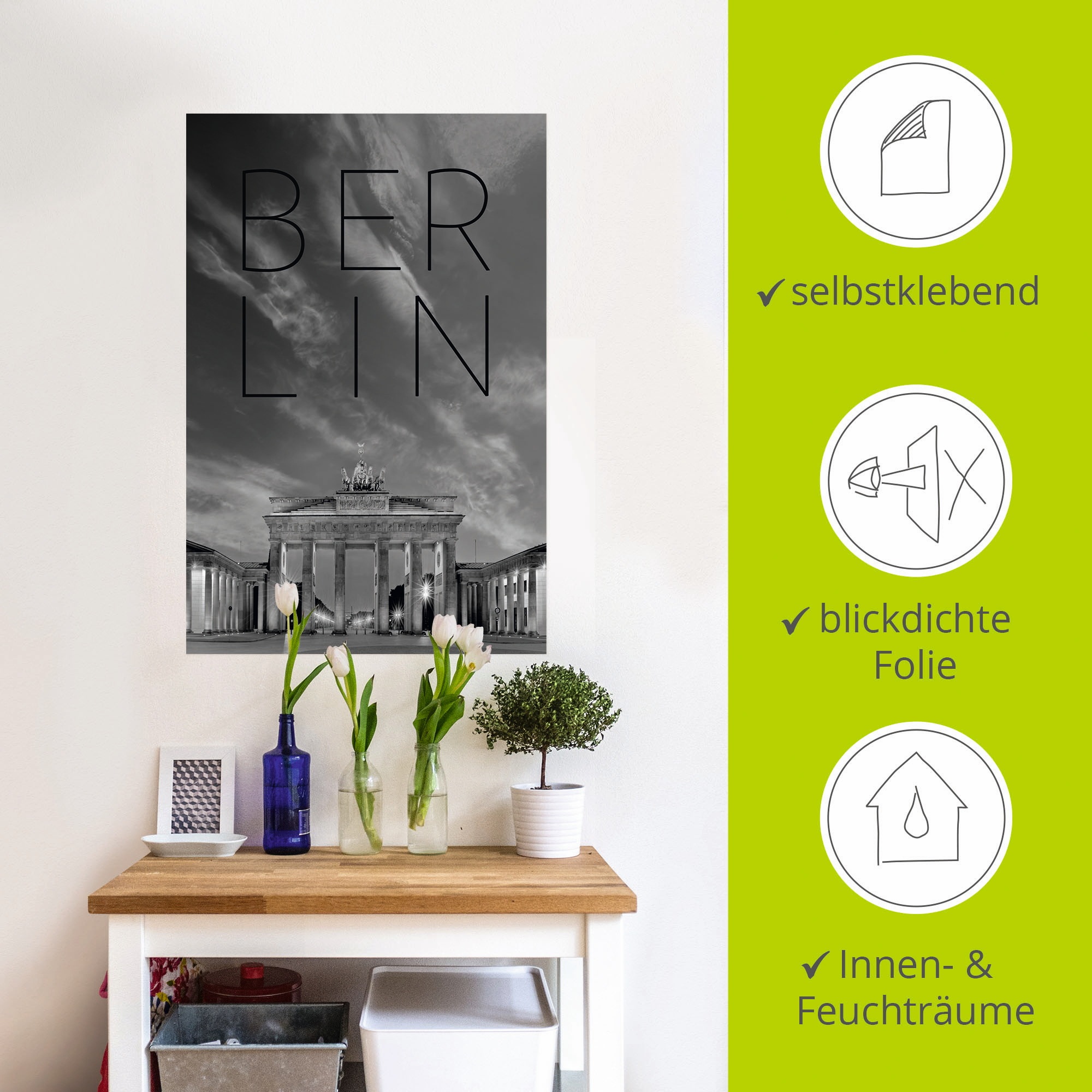 Artland Wandbild »Brandenburger Tor in Berlin«, Berlin, (1 St.), als Poster, Wandaufkleber in verschied. Größen