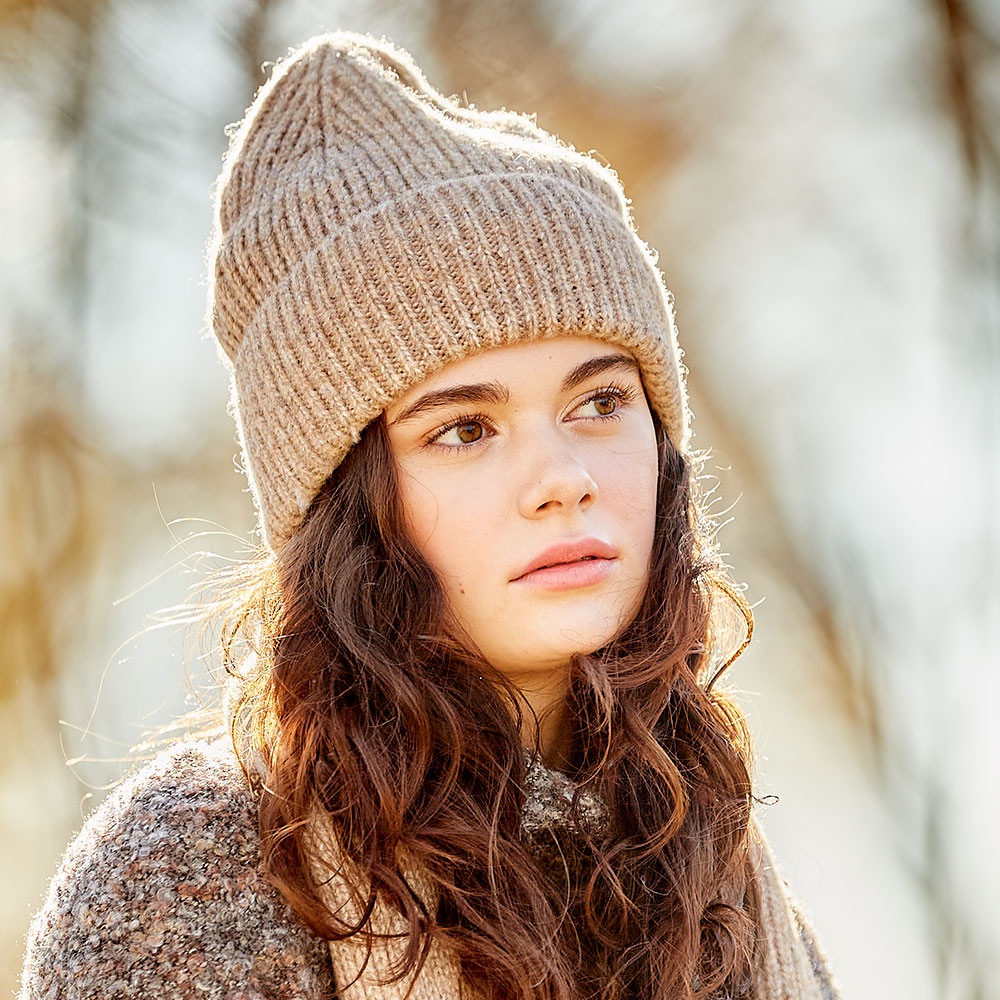 CAPO Strickmütze Melange-Optik, Rippenstrick, breiter Umschlag günstig online kaufen