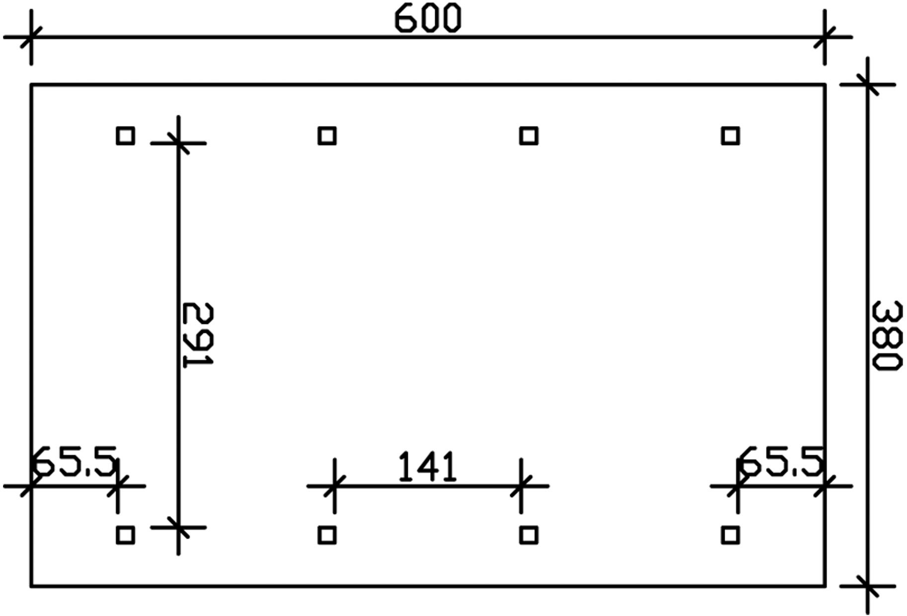 Skanholz Einzelcarport »Wallgau«, Nadelholz, 291 cm, Nussbaum, 380x600cm, schwarze Schindeln