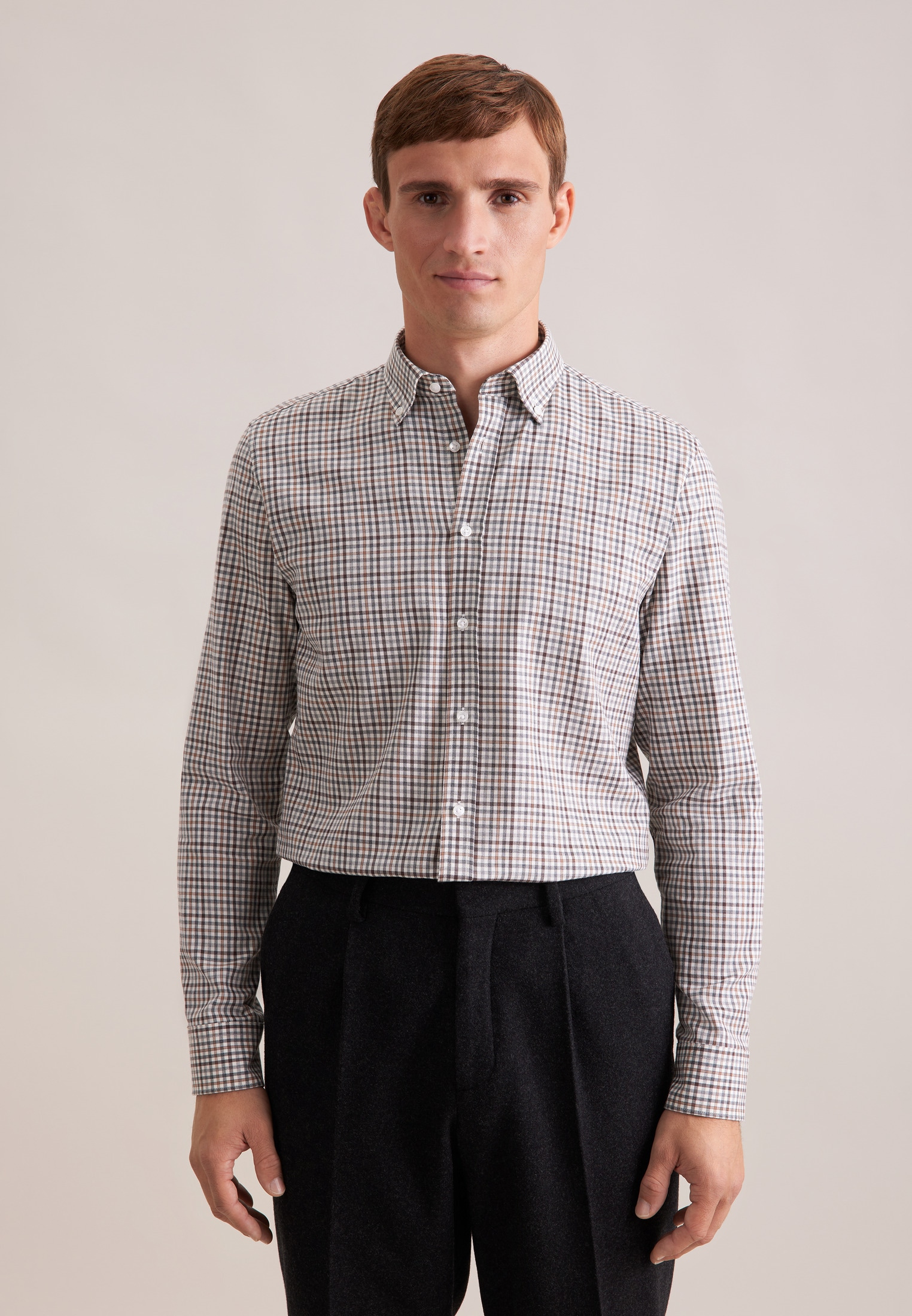 seidensticker Flanellhemd "Schwarze Rose" Slim 1/1 Button-Down-Kragen Karo günstig online kaufen