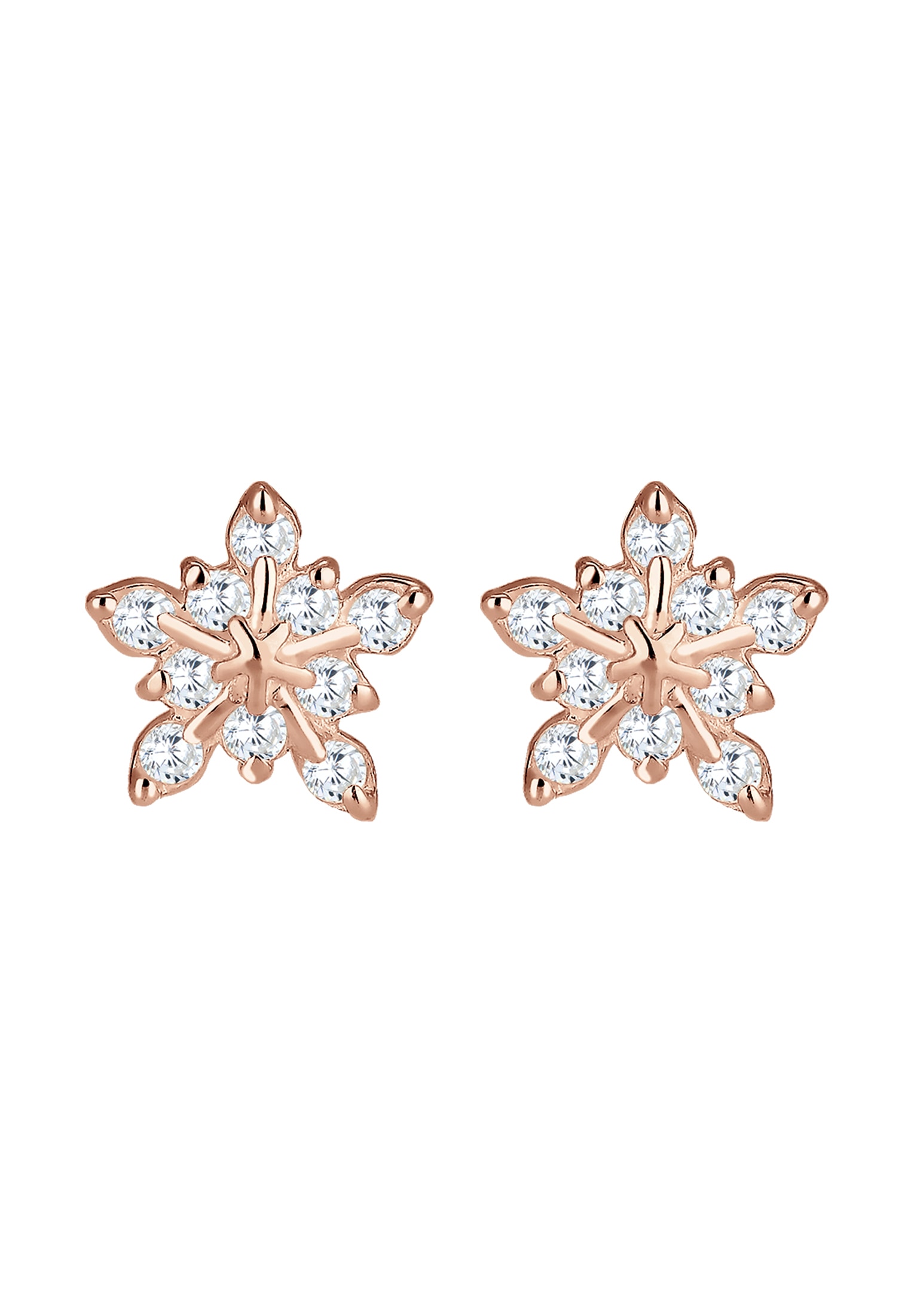Elli Paar Ohrstecker »Schneeflocke Winter Zirkonia 925er Sterling Silber«