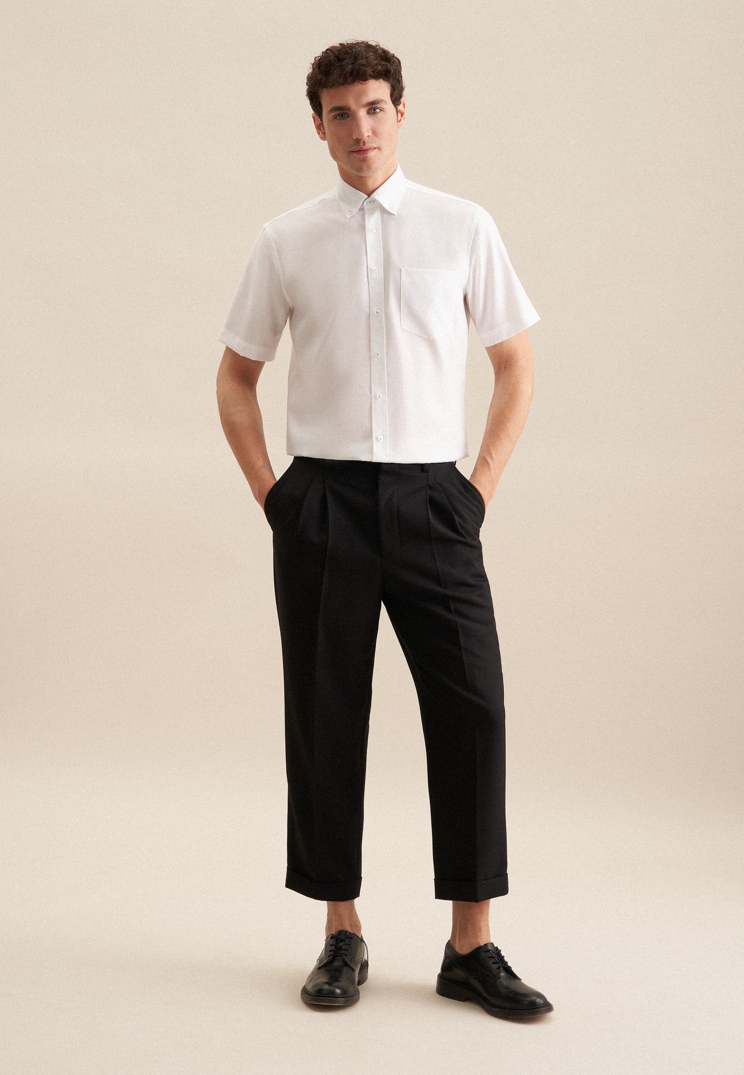 seidensticker Businesshemd »Regular«, Regular Kurzarm Button-Down-Kragen Struktur