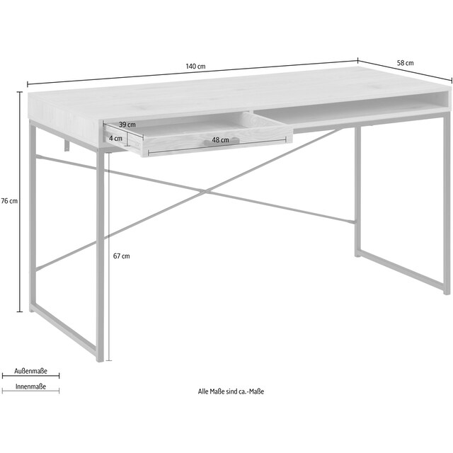 ACTONA GROUP Schreibtisch, Metallgestell, 1 Schublade und 1 offenem Fach,  Breite 140 cm bestellen | BAUR