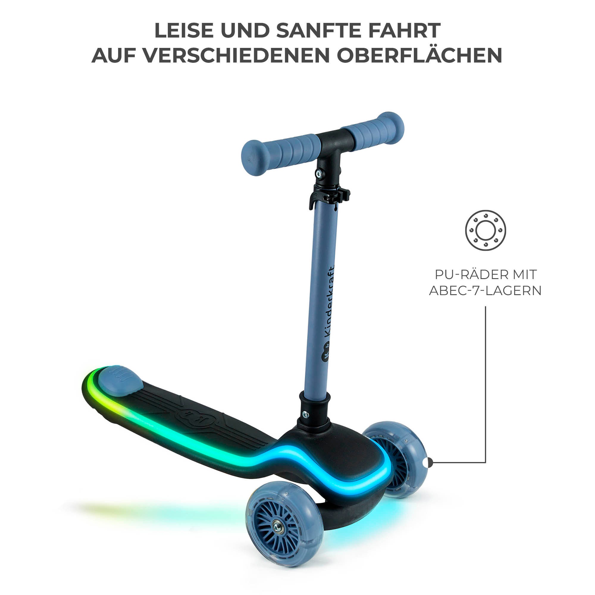 Kinderkraft Tretroller »RAKET«, für Kinder; mit Bremse und leuchtenden Vorderrädern