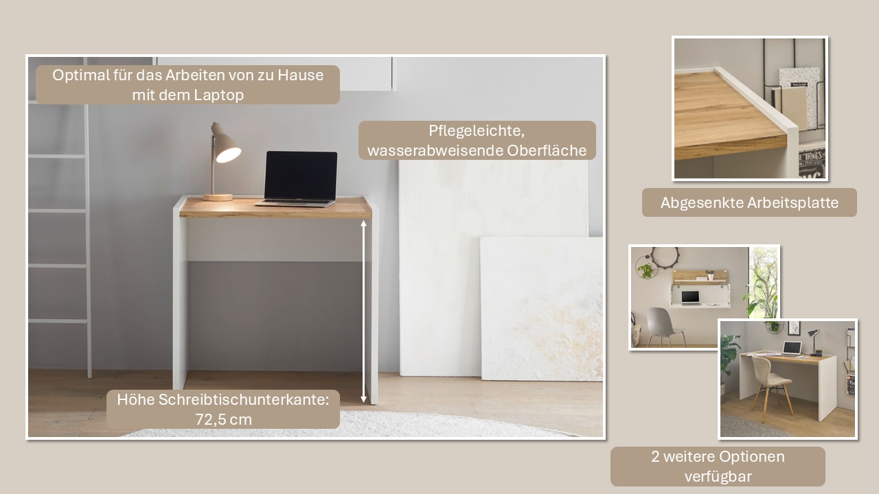 INOSIGN Büromöbel-Set »CITY/GiRON, modernes Design, Homeoff., Büro in zwei Farben/Wotan Eiche«, (Set, 2 tlg.), enthält Schreibtischunterschrank, Schreibtisch, wohnliches Home Office