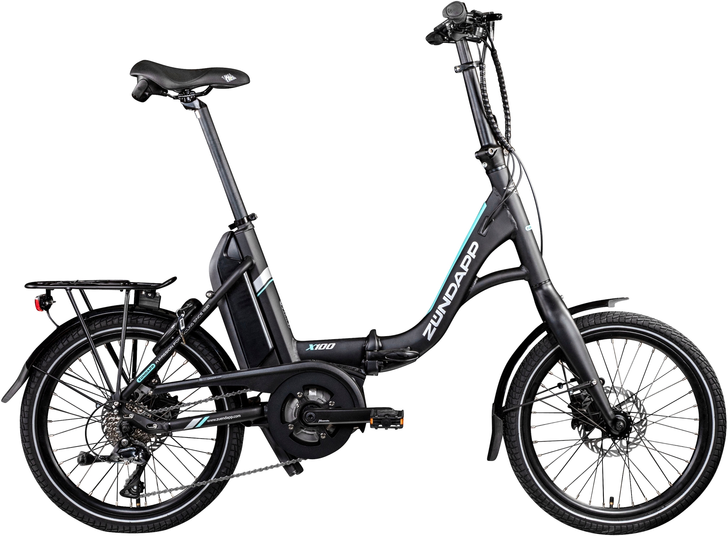 Zündapp E-Bike »X100«, 9 Gang, Shimano, Sora, Mittelmotor 250 W, Pedelec, Elektrofahrrad für Damen u. Herren, Faltrad