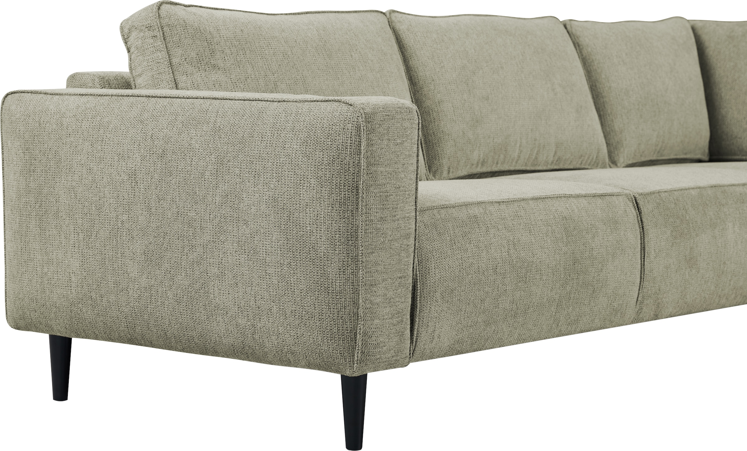 Places of Style Ecksofa »Fumone, Lederoptik oder Soft-Touch Chenille«, Breite 260, mit schwarzen Massivholzfüßen