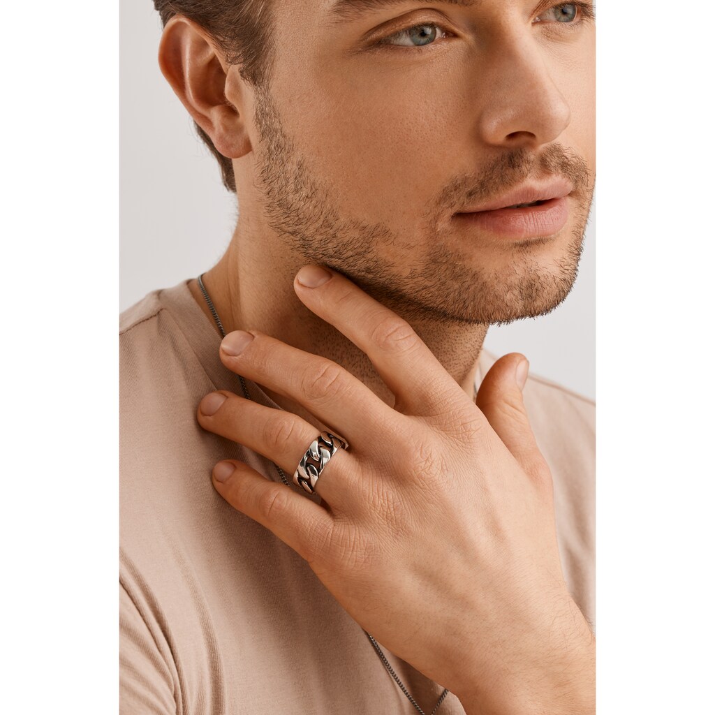 CAÏ Fingerring »925/- Sterling Silber rhodiniert Ketten-Optik«