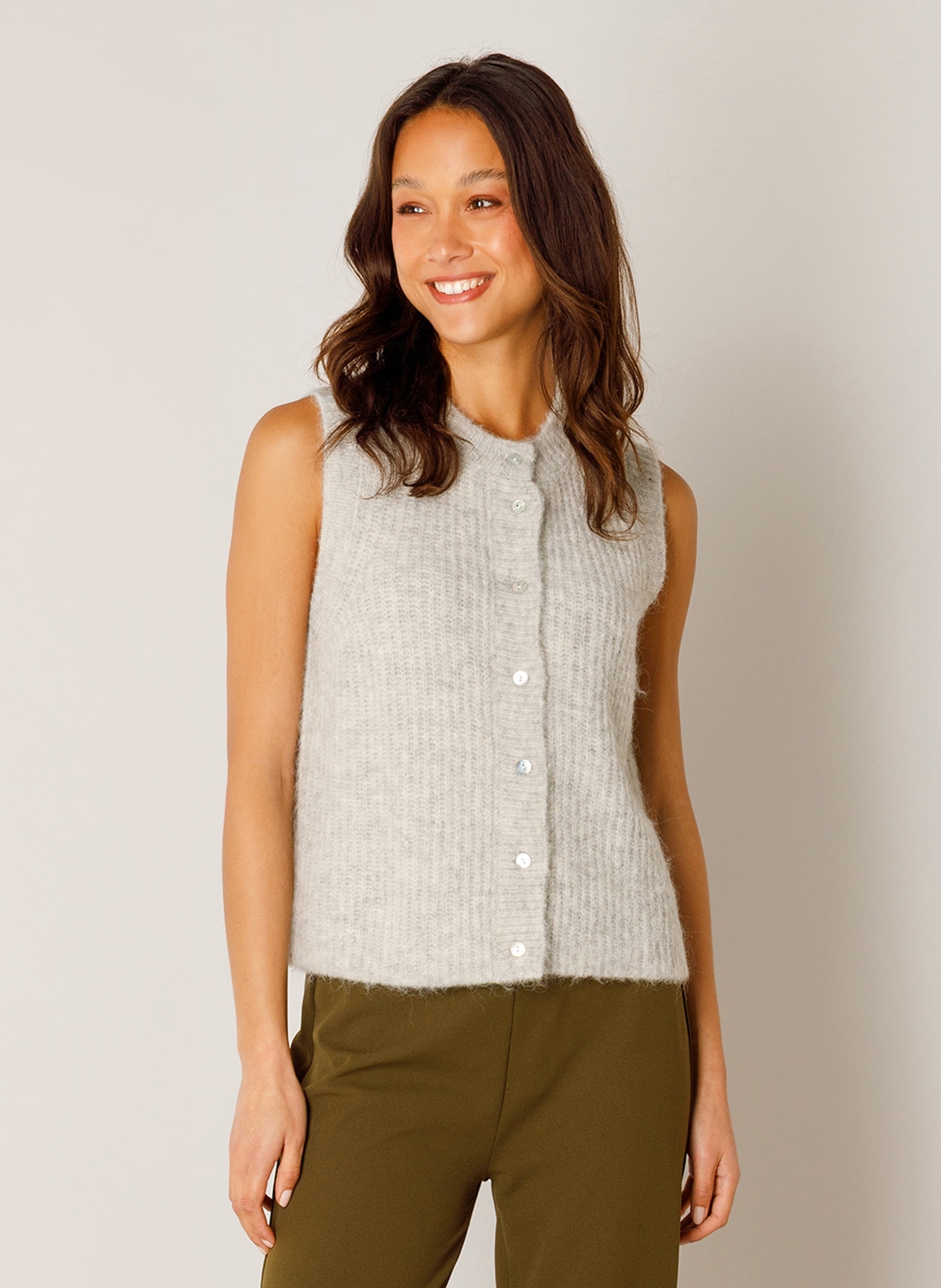 Base Level Strickweste "Nell" Ärmellos mit Wolle und Stretch