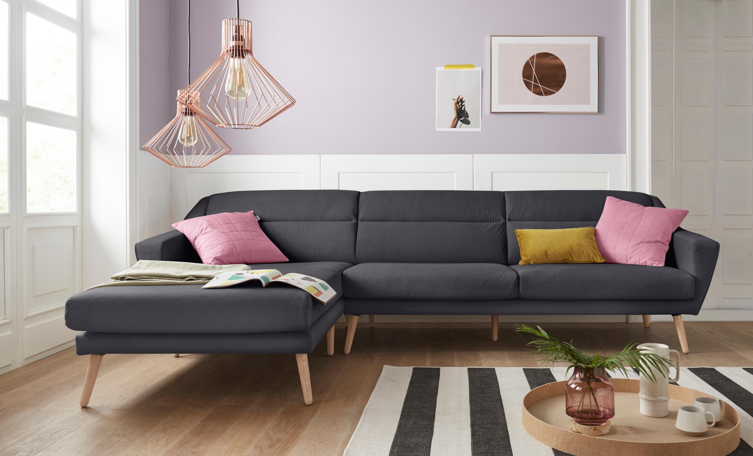 OTTO home Ecksofa "Bille L-Form" mit Naht im Rückenkissen und Beinen aus Ei günstig online kaufen