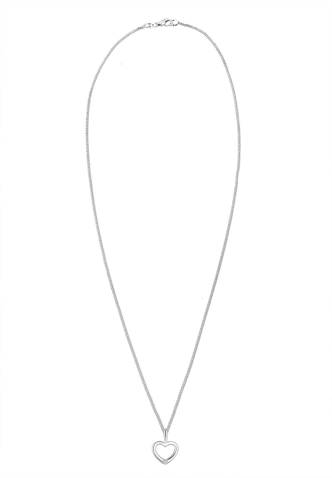 Elli DIAMONDS Collierkettchen »Herz Filigran Diamant (0.015 ct.) 925 Silber«