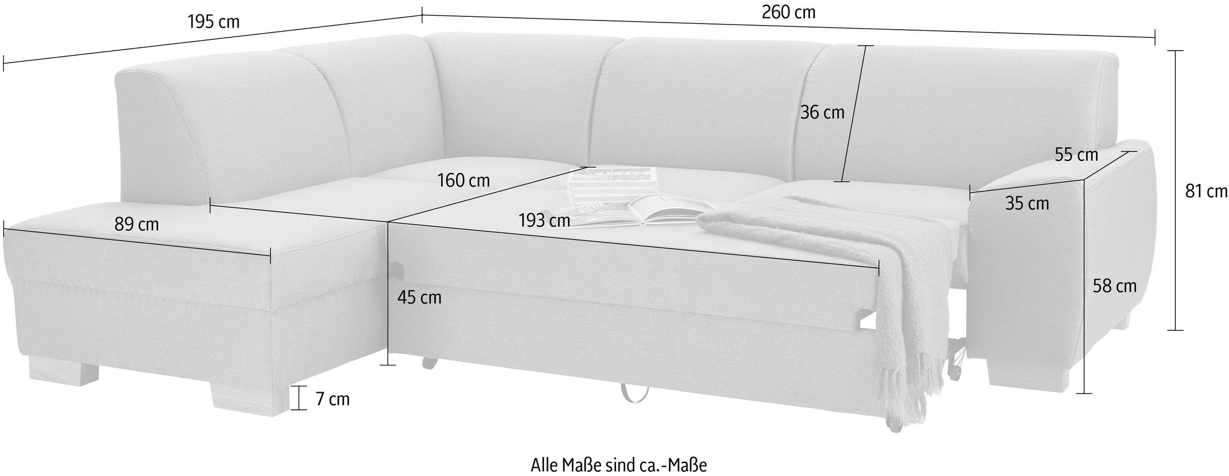 DOMO collection Ecksofa »Incanto kubische Formensprache, komfortabel, L-Form«, wahlweise mit Bettfunktion