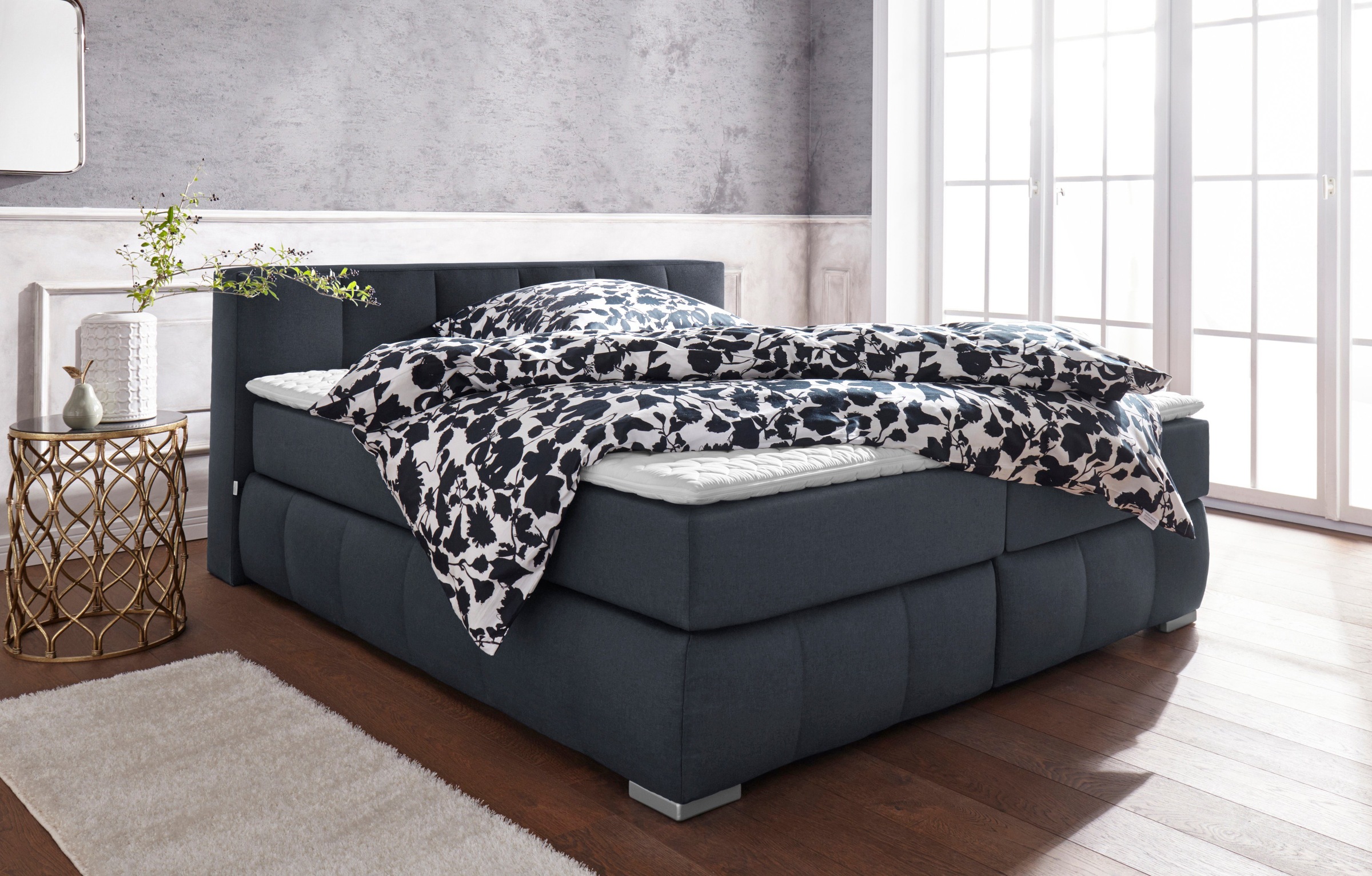 Guido Maria Kretschmer Home&Living Boxspringbett »Chelles«, inkl. Topper, in XXL- Überlänge 220 cm, Unterbox mit feine Wölbung