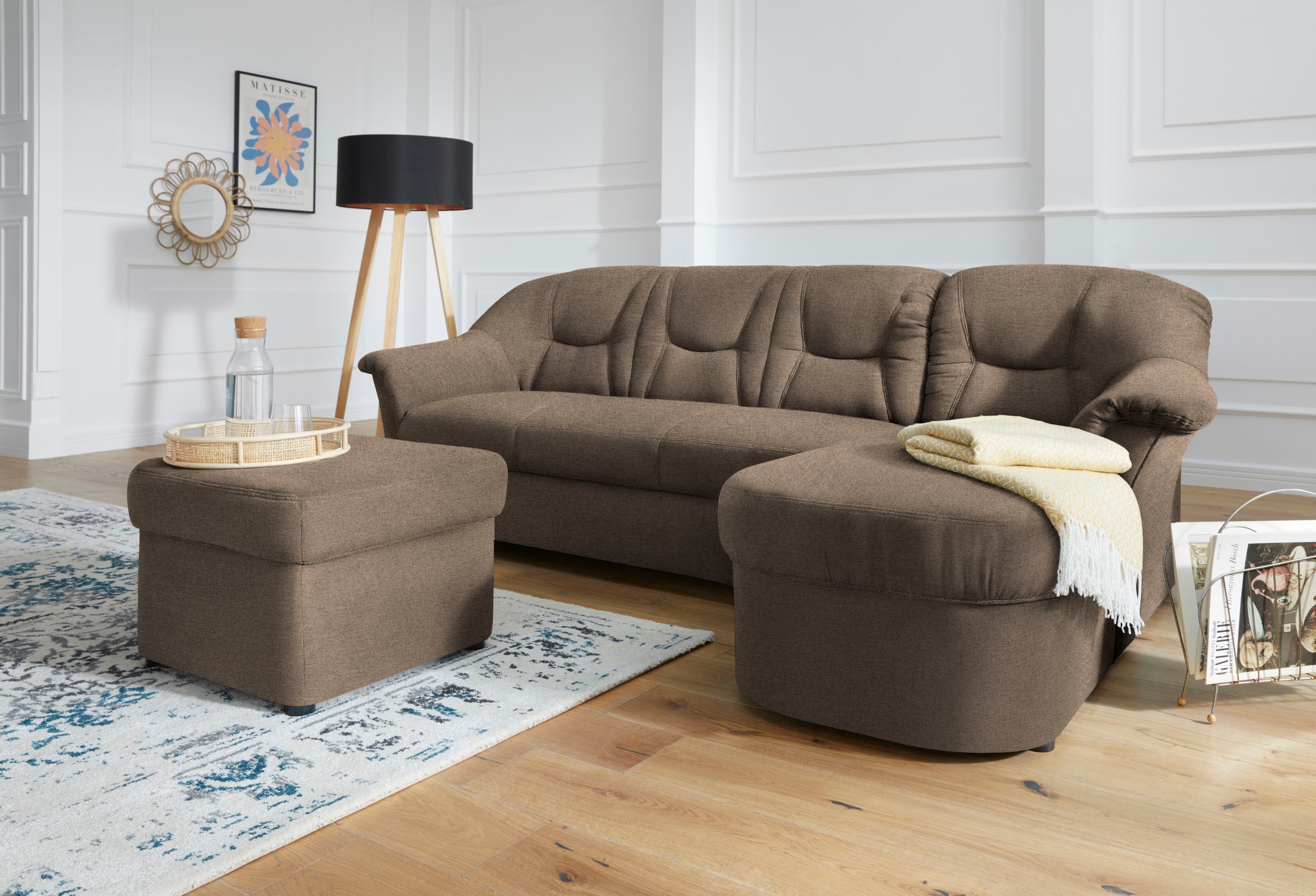 DOMO collection Ecksofa »Sarafina zeitlos und komfortabel, optional mit Federkern, L-Form«, wahlweise mit Bettfunktion