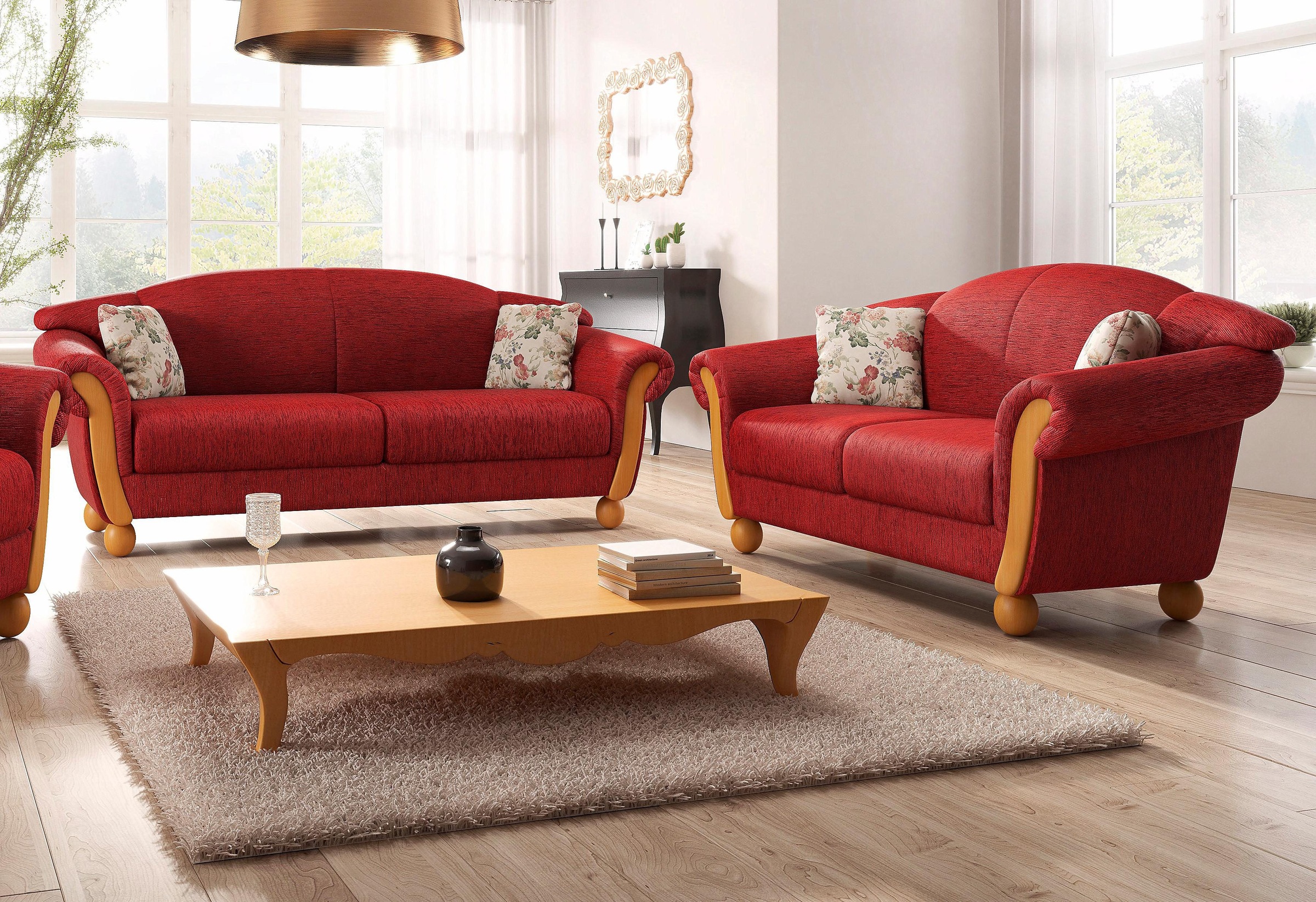 Home affaire Polstergarnitur "Milano, bequem durch Federkern, Landhaus Stil günstig online kaufen