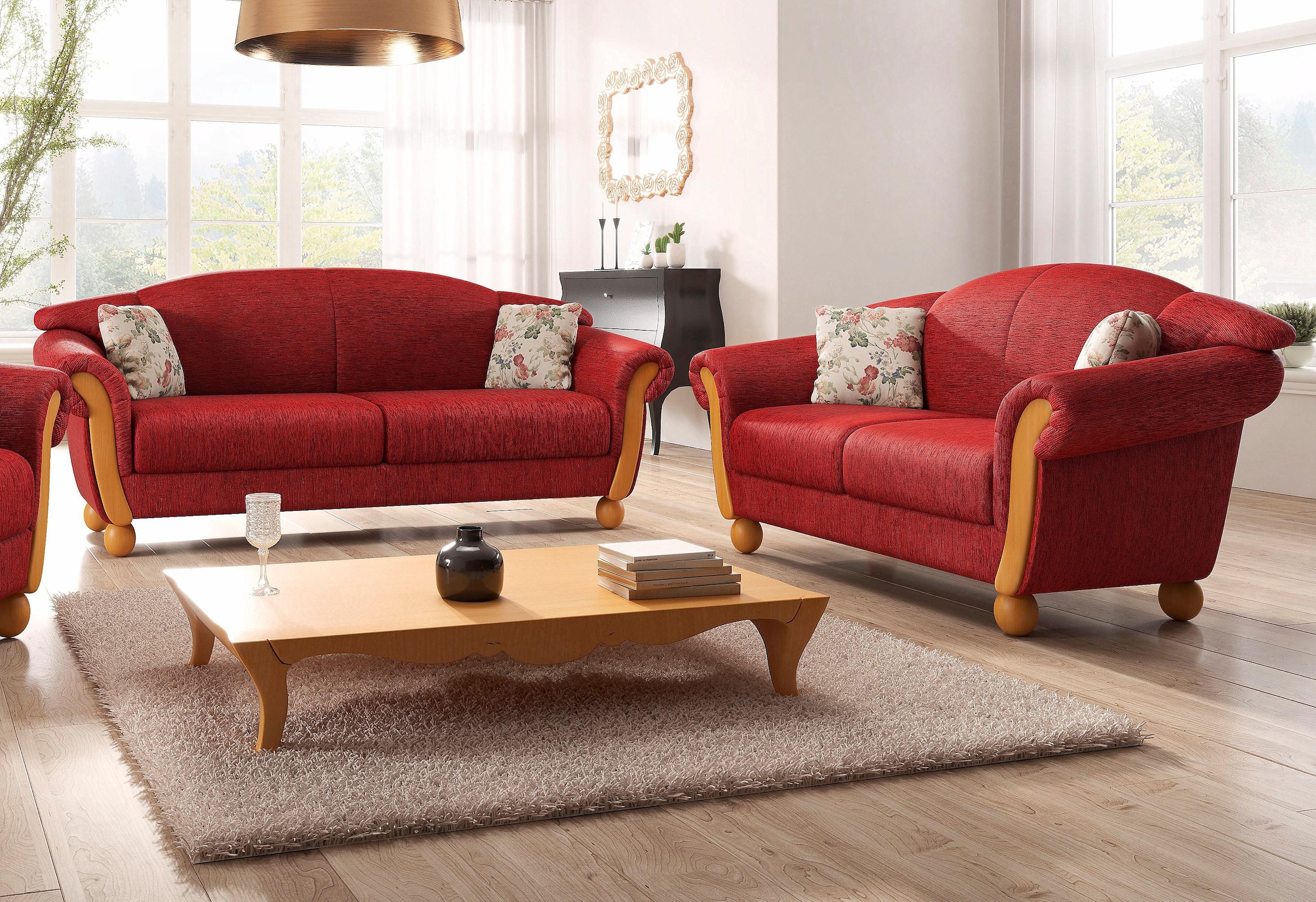 Home affaire Polstergarnitur "Milano, bequem durch Federkern, Landhaus Stil günstig online kaufen