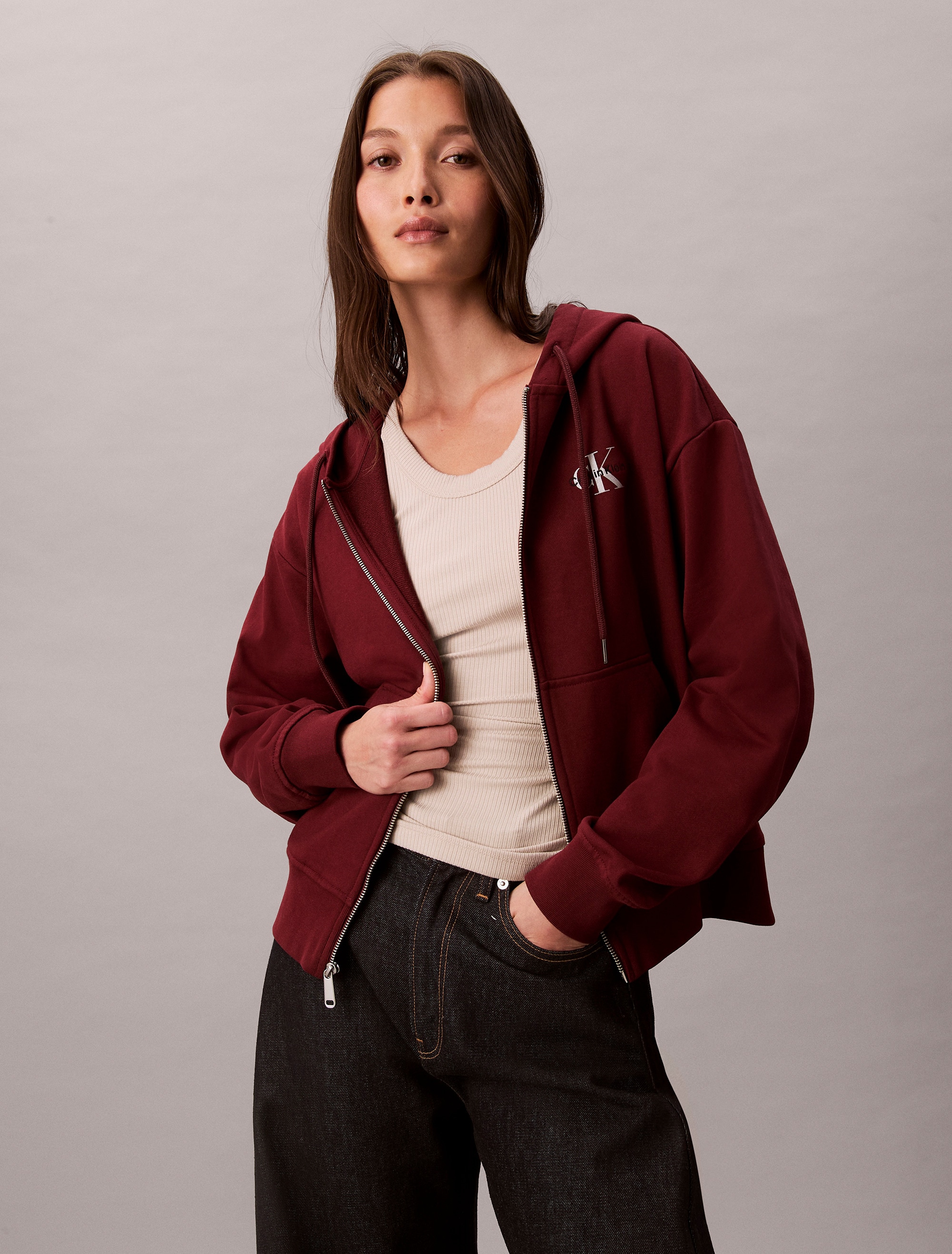 Calvin Klein Jeans Sweatjacke "MNLG FRNCH TRRY FZ B" Mit Rundhalsausschnitt günstig online kaufen