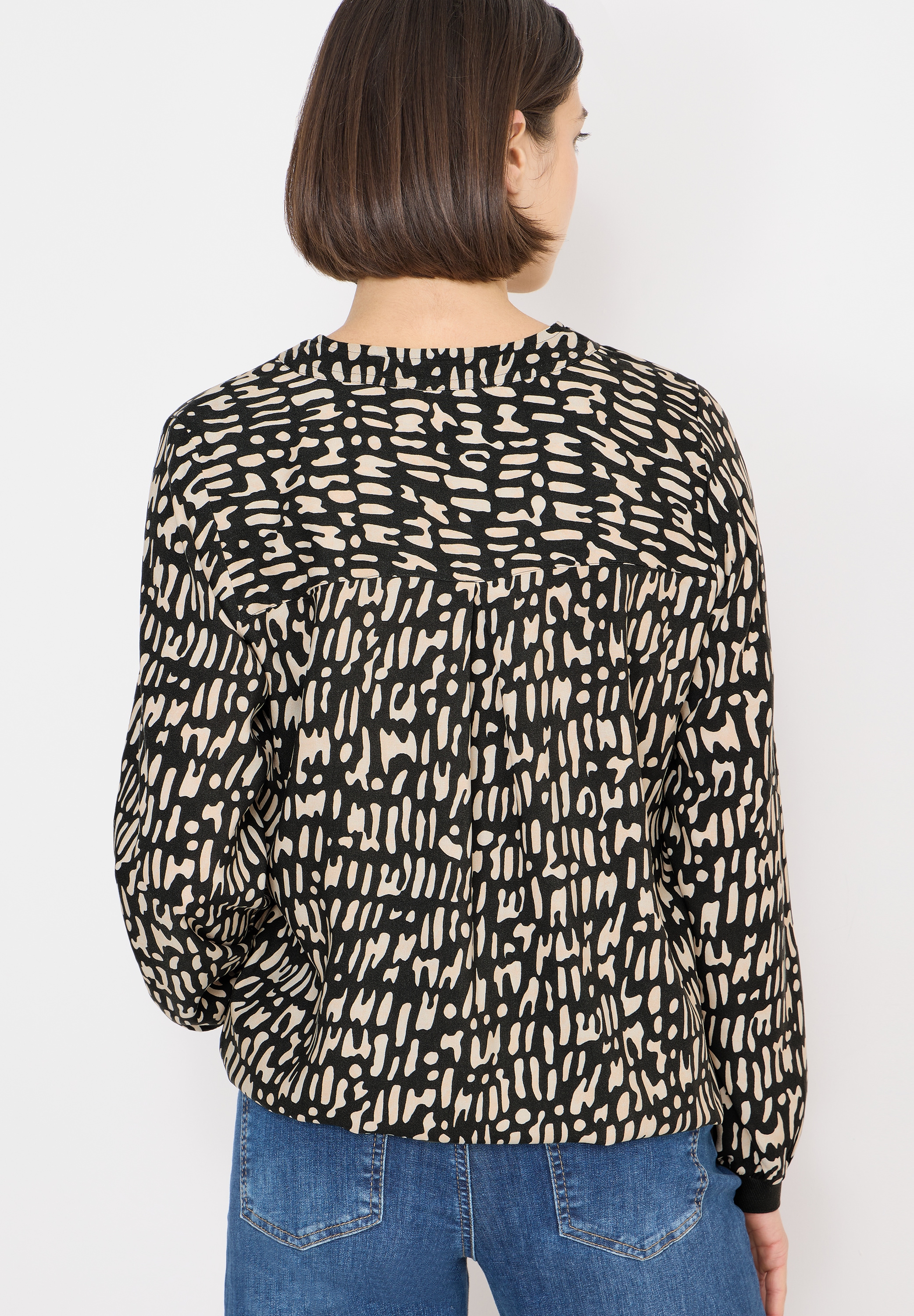 Cecil Langarmbluse mit Tunnelzug und grafischem Muster