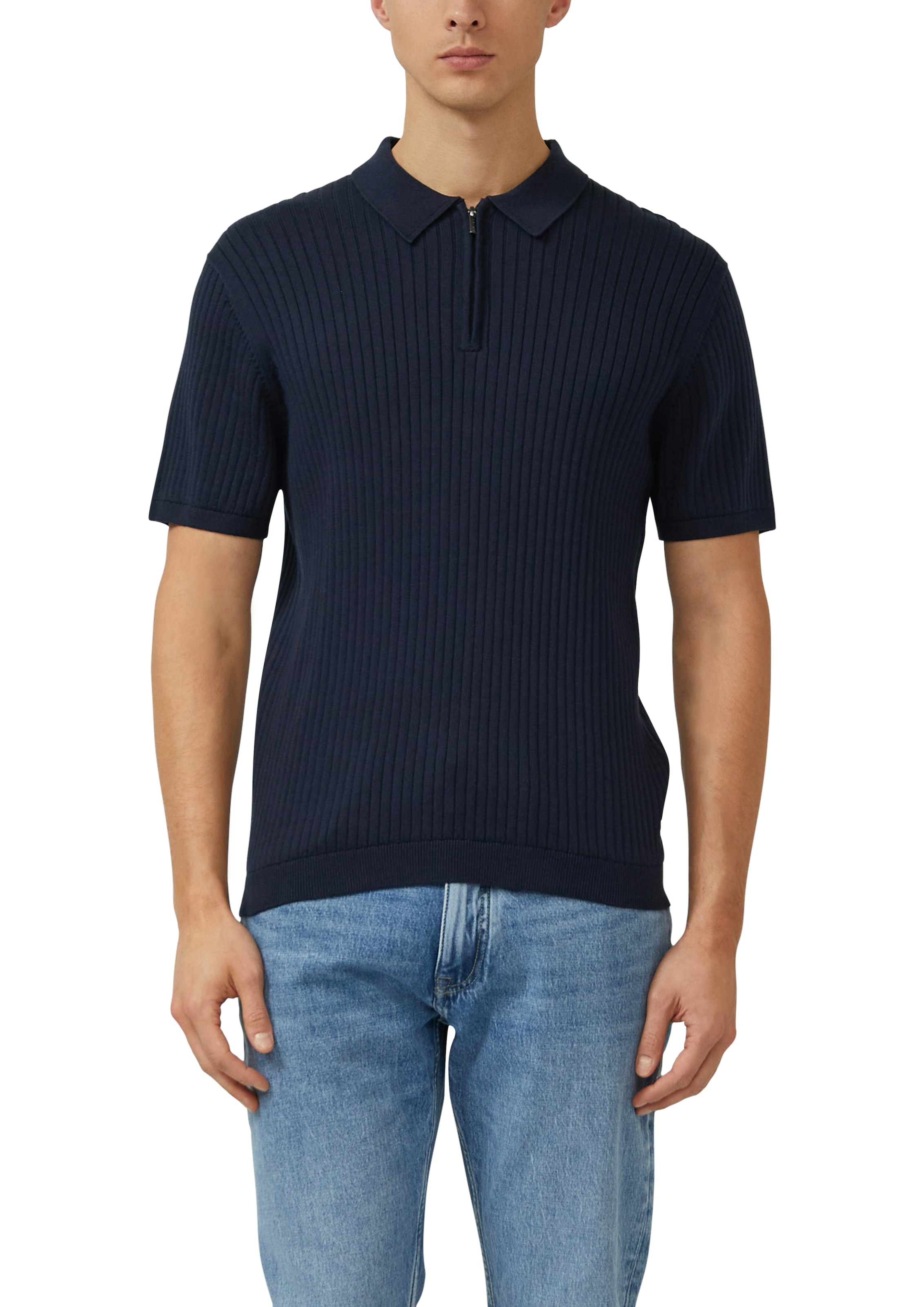 s.Oliver Poloshirt mit Strick-Muster und kurzes Reißverschluss günstig online kaufen