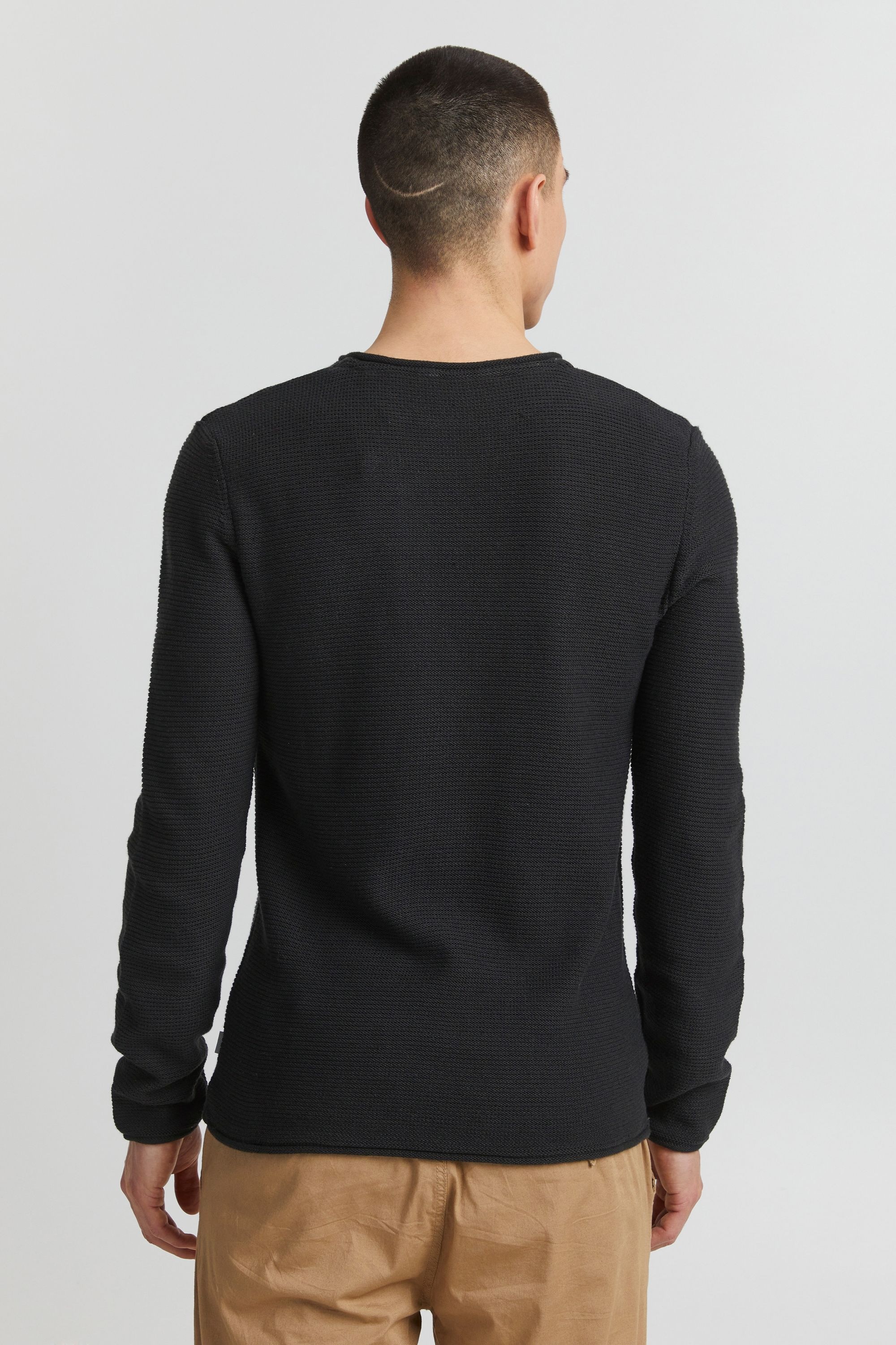 !solid Strickfleece-Pullover SOLID "Strickpullover SDJarah", Herren, Gr. L, schwarz (true schwarz), Obermaterial: 50% Baumwolle CO. 50% Polyacryl PAN., Pullover 3