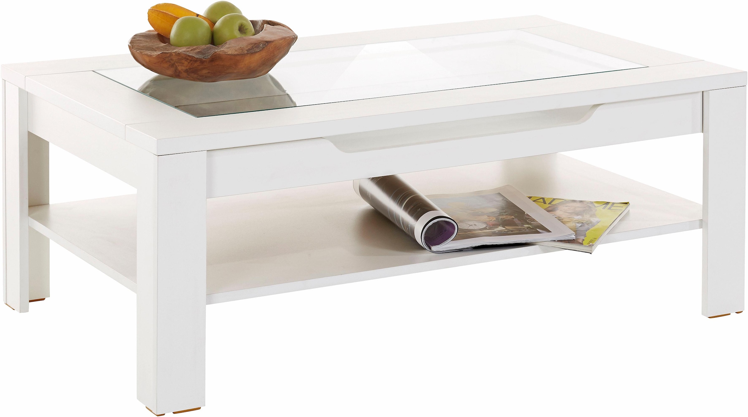 Homexperts Couchtisch, mit Glaseinsatz und Schubkasten