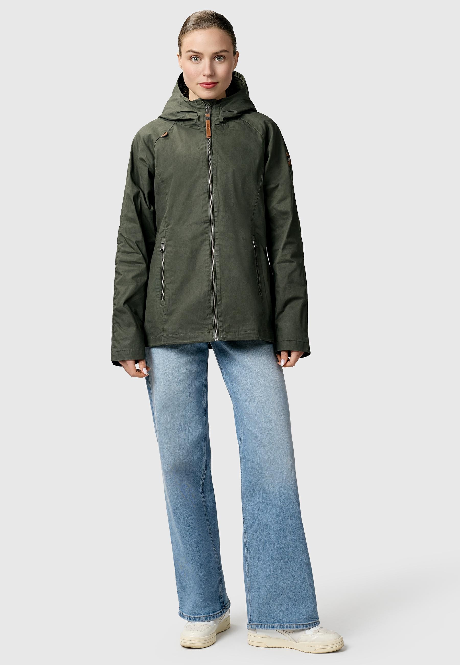 Ragwear Outdoorjacke »Dizzea Vintage YOUMODO« mit Kapuze Beschichtete Damen Übergangsjacke mit Kapuze