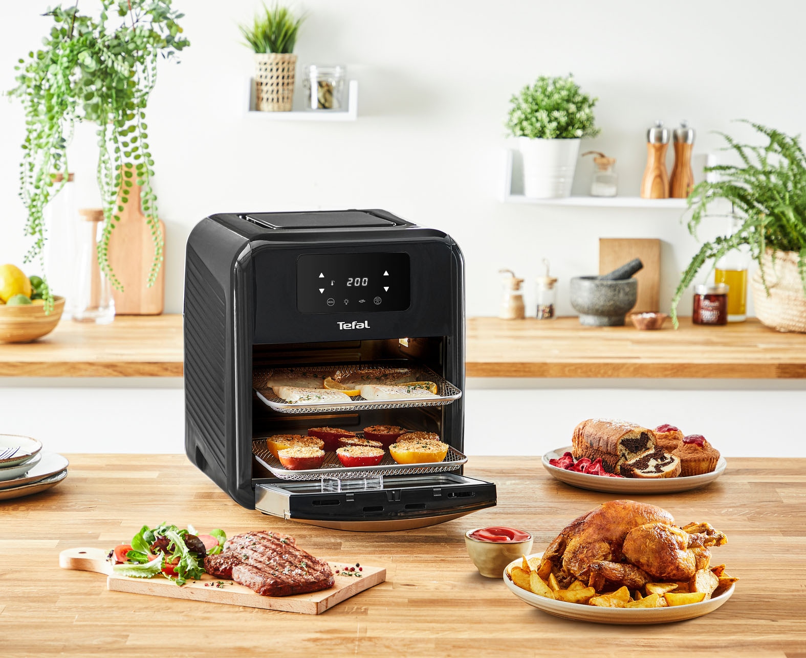 Tefal Heißluftfritteuse »FW5018 Easy Fry Oven & Grill«, 2000 W, 7 Zubehörteile, 11 L, Temperaturkontrolle, einfach zu Reinigen, Timer