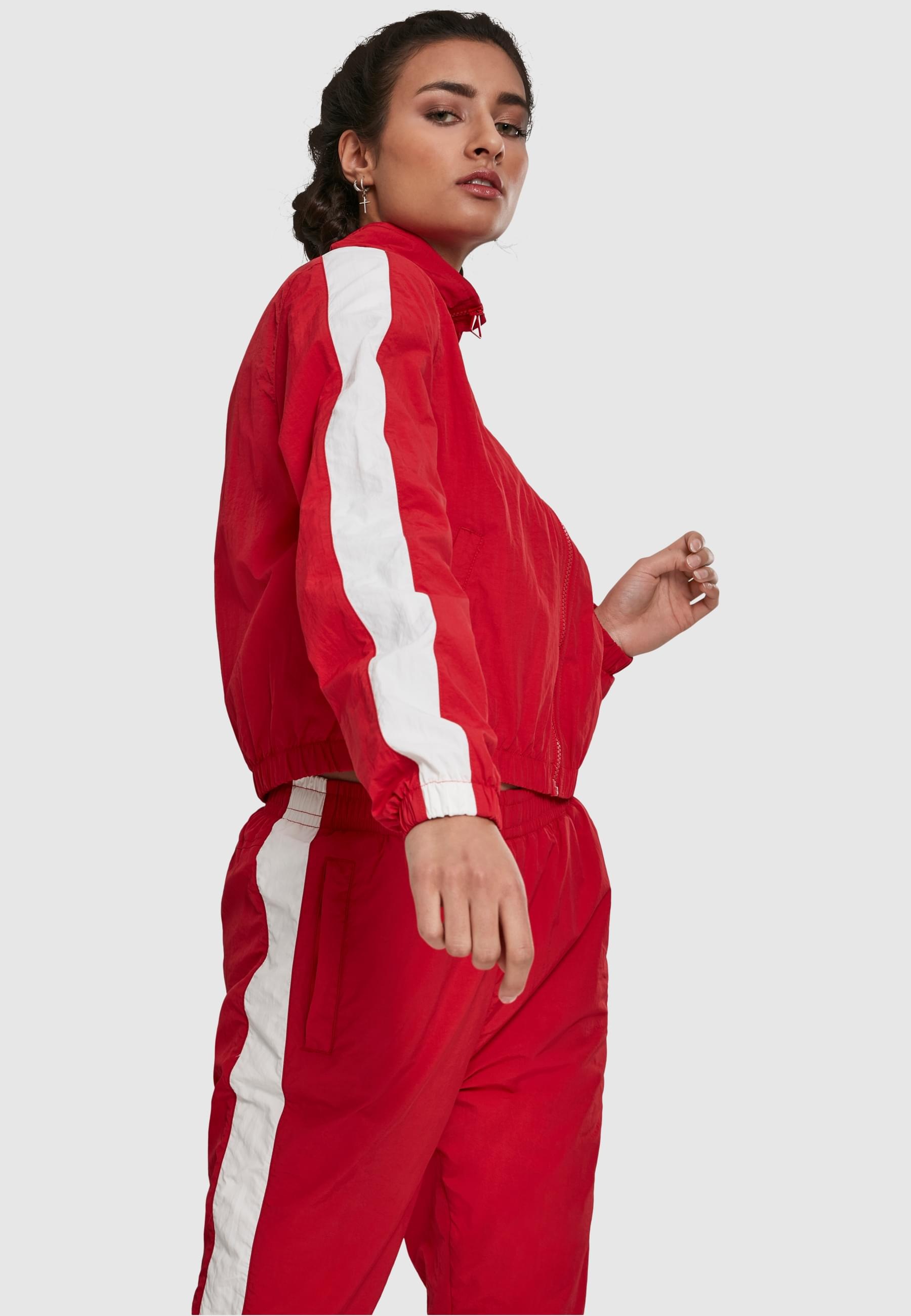 URBAN CLASSICS Allwetterjacke »Urban Classics Damen Ladies Short Striped Crinkle Track Jacket«, (1 St.), ohne Kapuze