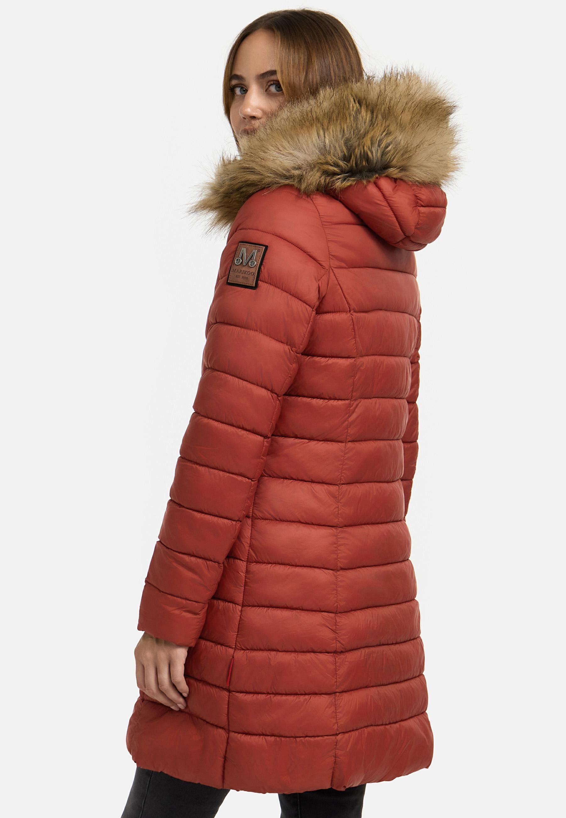 Marikoo Steppmantel »Rose-Stepp«, zeitloser Winterparka mit großer Kunstfellkapuze