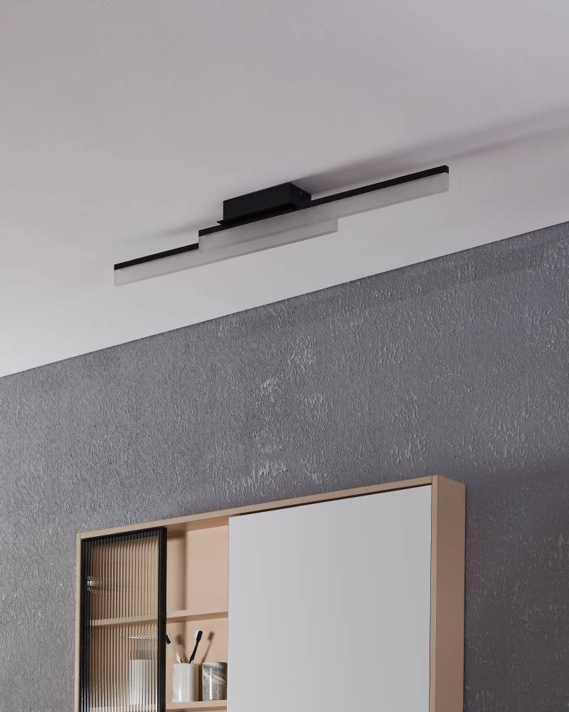 EGLO Deckenleuchte »PALMITAL«, 2 flammig, Leuchtmittel LED-Modul | LED fest integriert, Deckenleuchte, Metall in Schwarz und Kunststoff in Weiß, IP44, L 88 cm