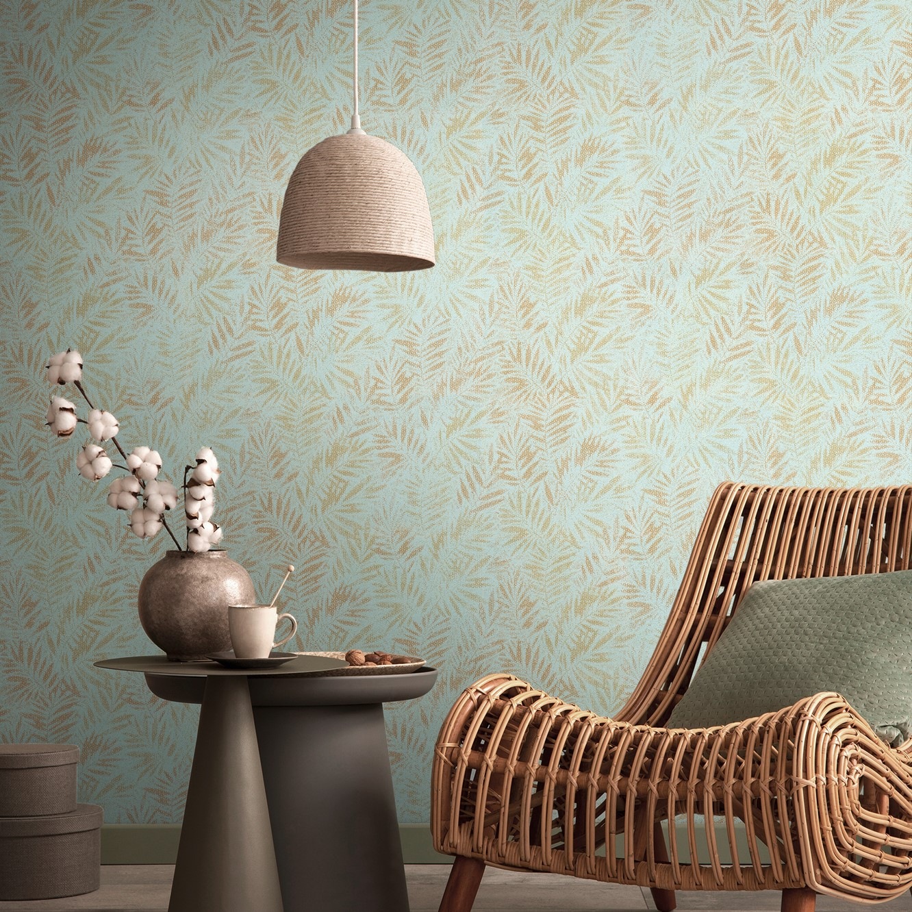 living walls Vliestapete »Metropolitan Stories. Travel Styles. Tapete mit Blättern«, leicht glänzend-gemustert-abstrakt, Glitzertapete Floral Pflanzen Hochwertig Tapeten Wohnzimmer modern