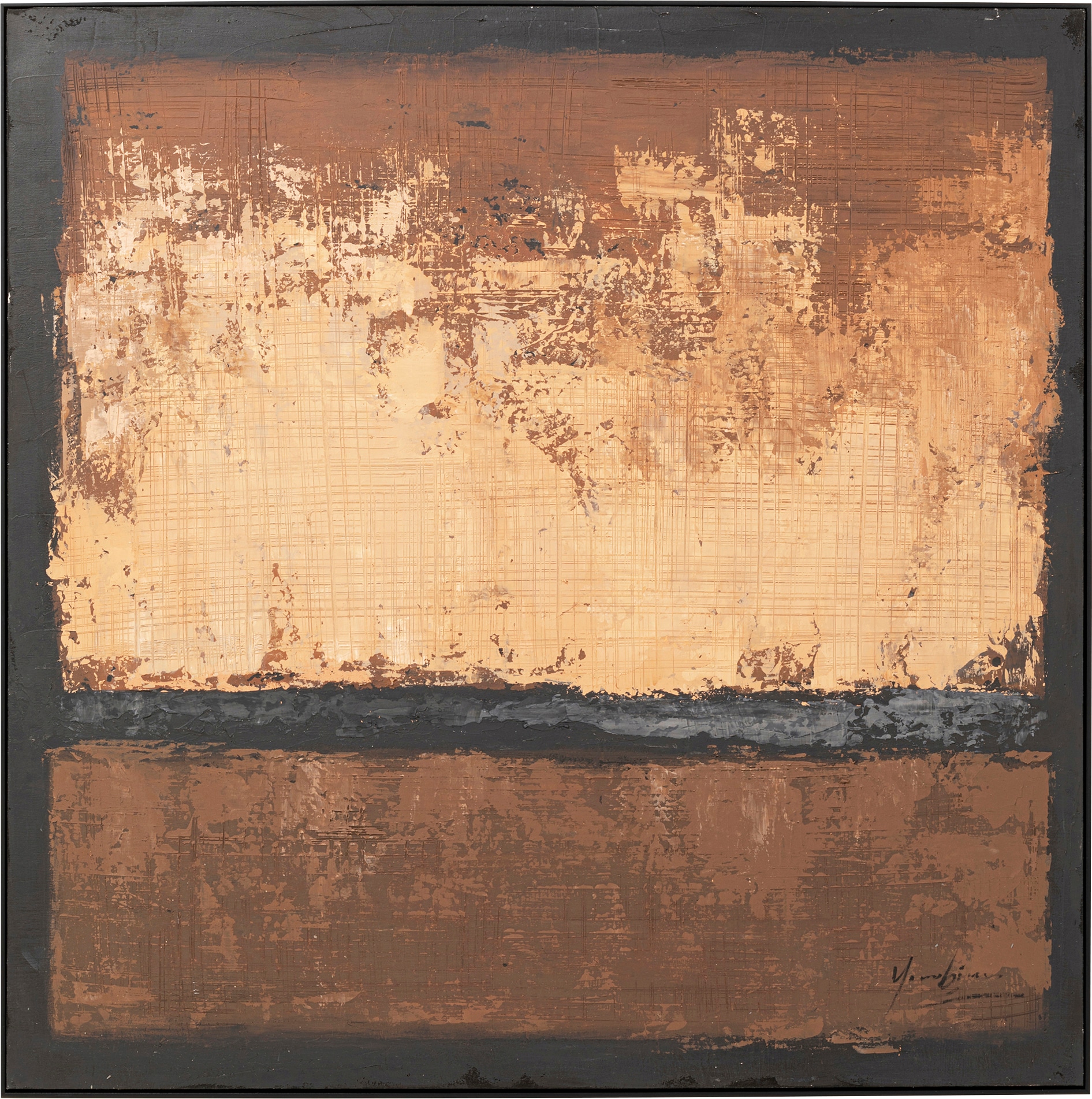 Kare Design Bild mit Rahmen "Gerahmtes Bild Silence Braun 120x120cm" günstig online kaufen