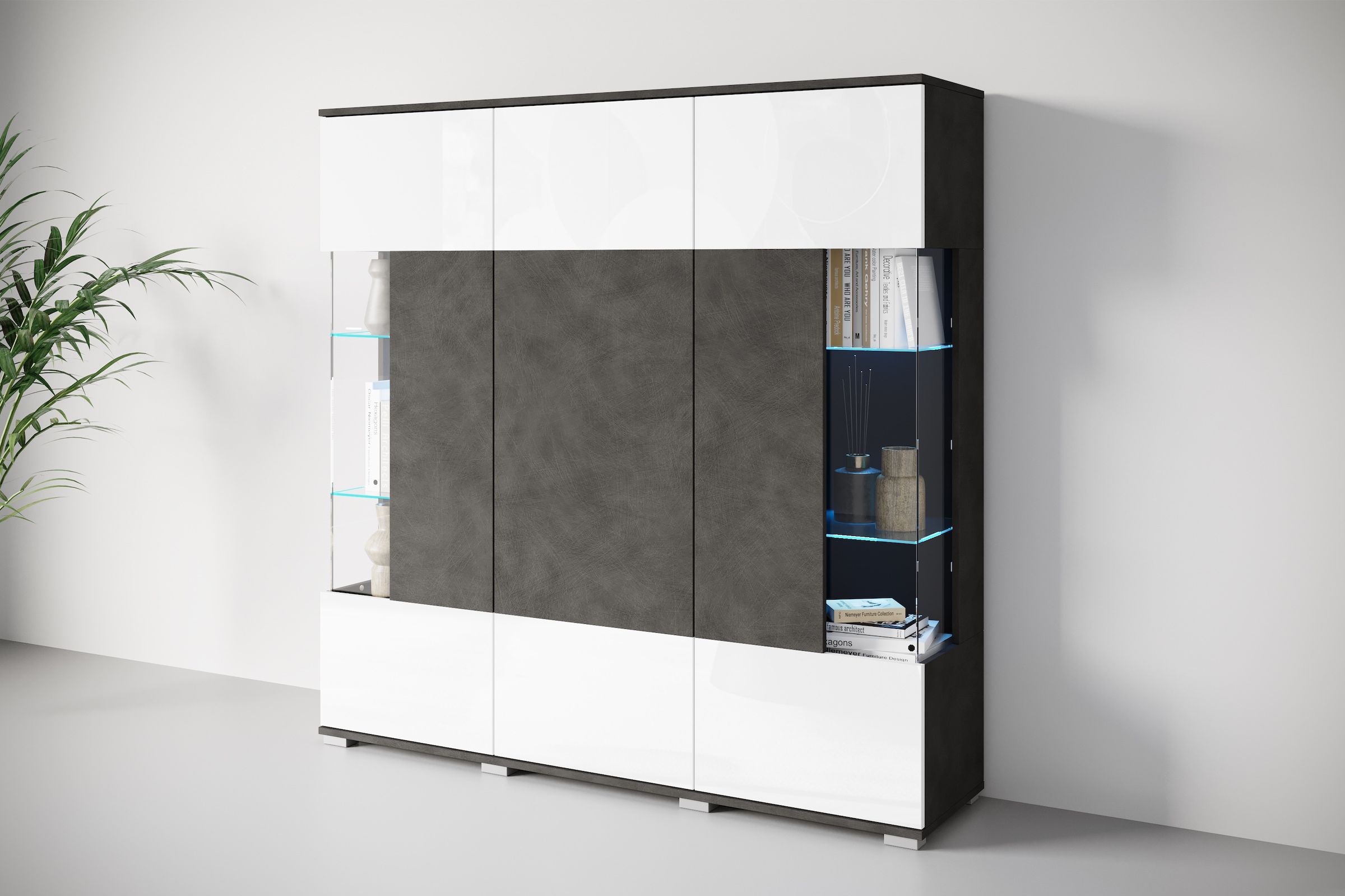 OTTO home "Kenia" 1 Stk. tlg. Modernes Highboard, mit Glastüren, Breite 135 cm