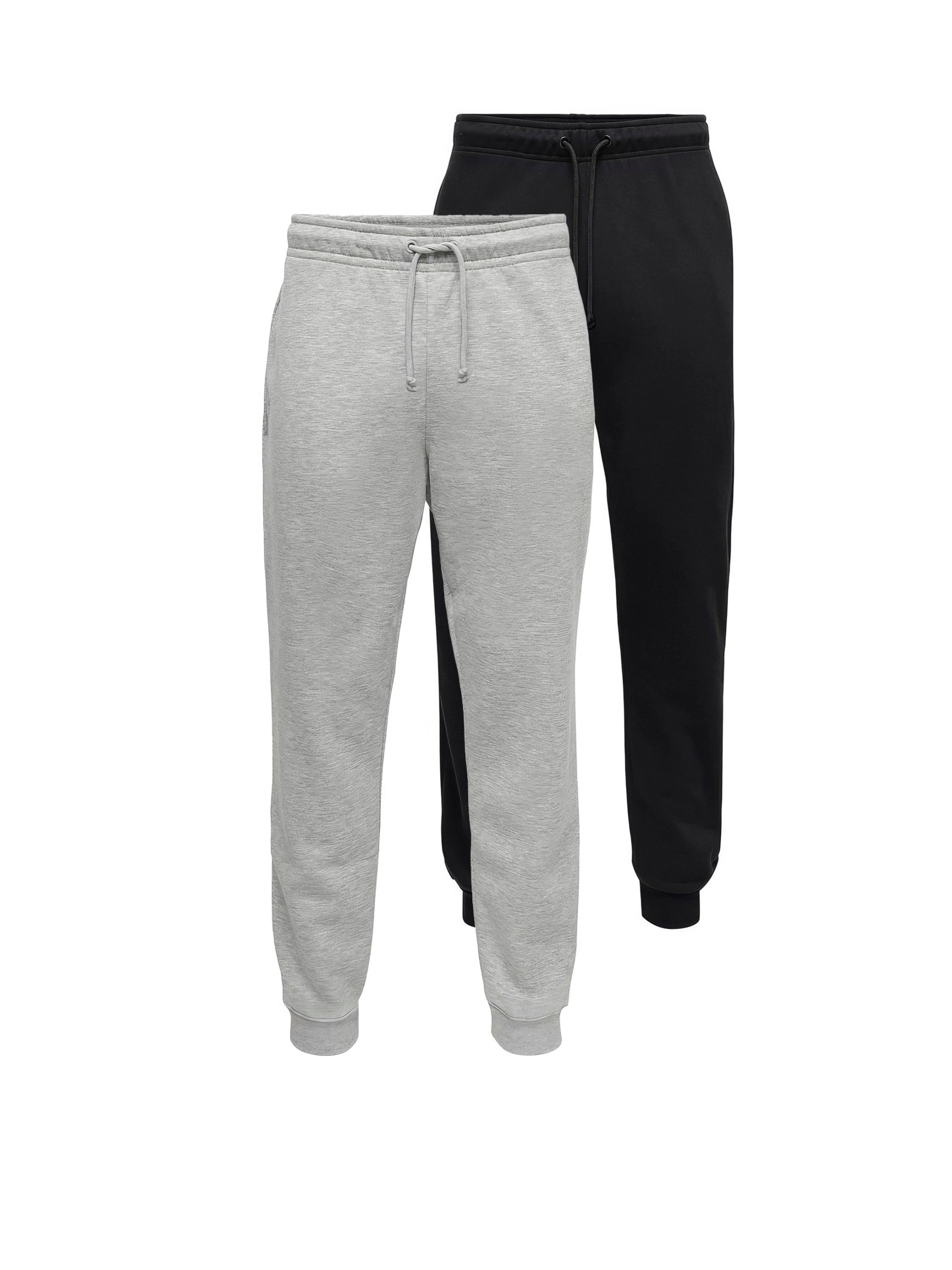 ONLY & SONS Herren Sweatpants "ONSCHASE REG SWEATPANTS 2-PACK OTL", bunt, Gr. L, unifarben, Web, Obermaterial: 65% Baumwolle, 35% Polyester, Hosen