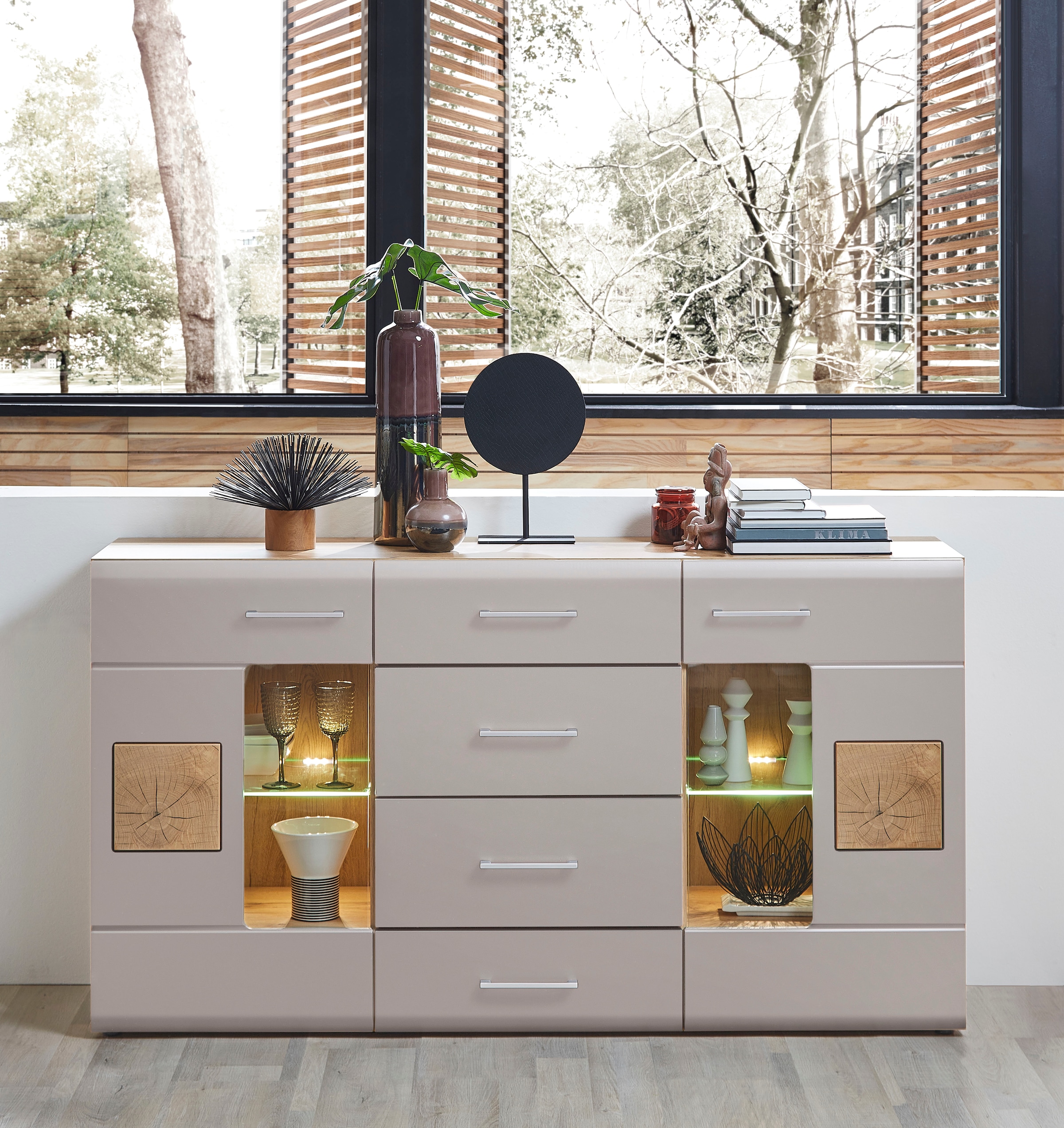 Innostyle Sideboard »Sideboard SINFONIE, 170/94/40 cm BxHxT« 1 Stk. tlg. 2 türig, 4 Schubkästen, LED-Beleuchtung, Soft-Close