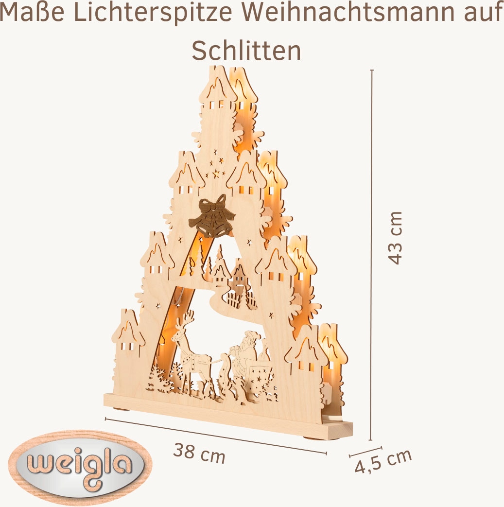 Weigla LED Schwibbogen "Weihnachtsmann auf Schlitten, Lichterspitze aus Hol günstig online kaufen