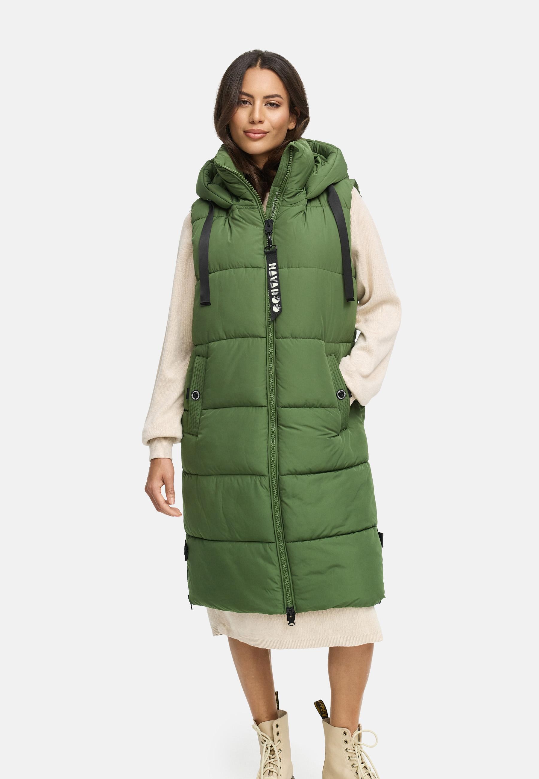 Navahoo Steppweste »Schnuffelchen«, (1 tlg.), warme Damen Outdoor-Weste lang mit Kapuze