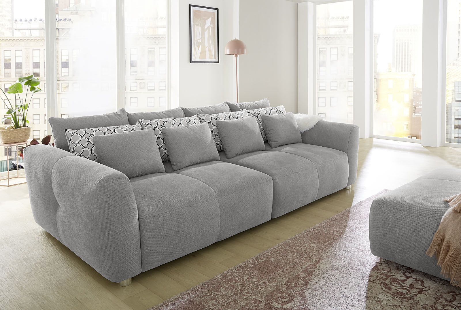 Jockenhöfer Gruppe Big-Sofa "Gulliver, B: 298 cm" mit Zierkissen, Federkernpolsterung für angenehmen Sitzkomfort