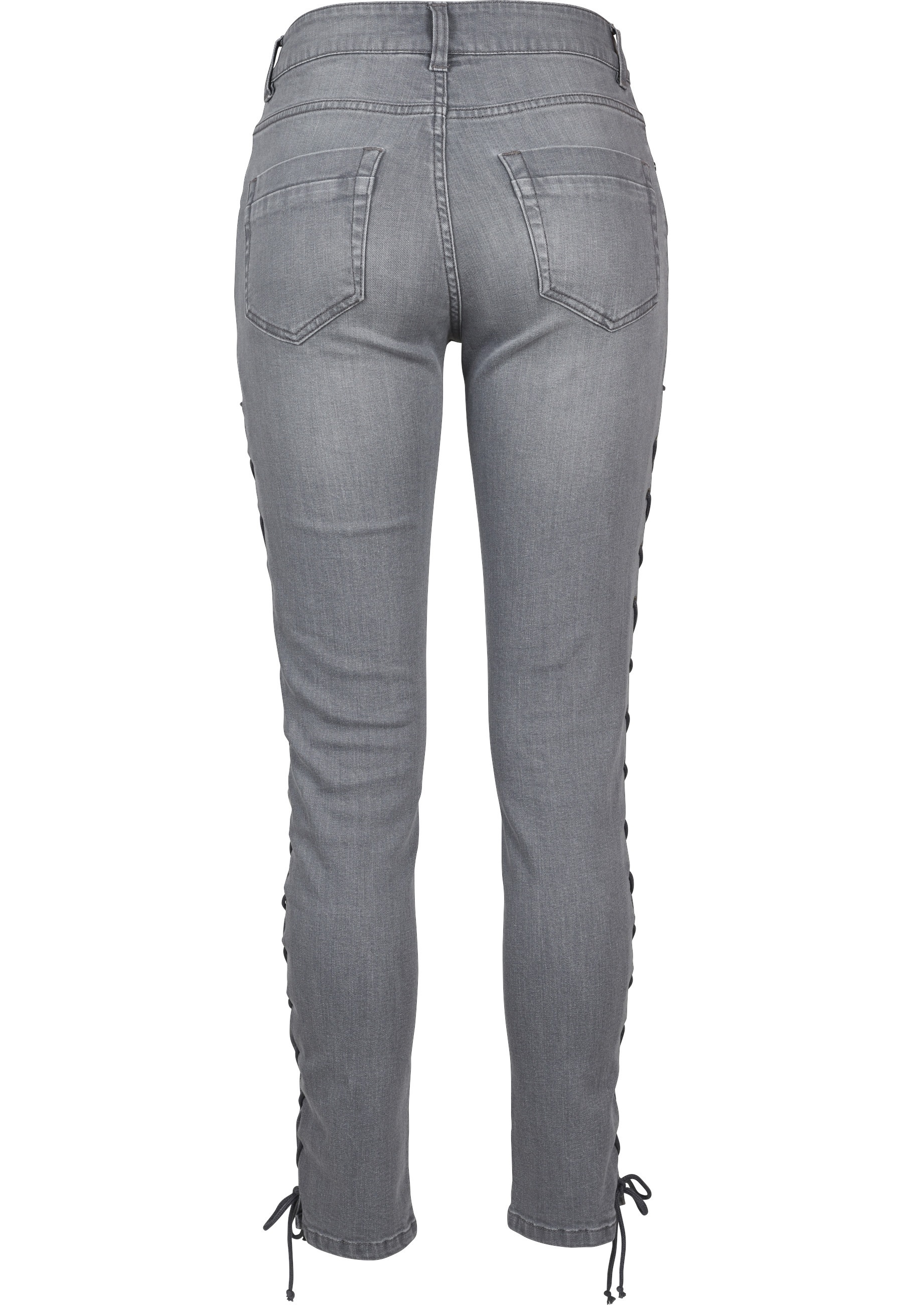 URBAN CLASSICS Bequeme Jeans »Urban Classics Damen Ladies Denim Lace Up Skinny Pants« 1 Stk.