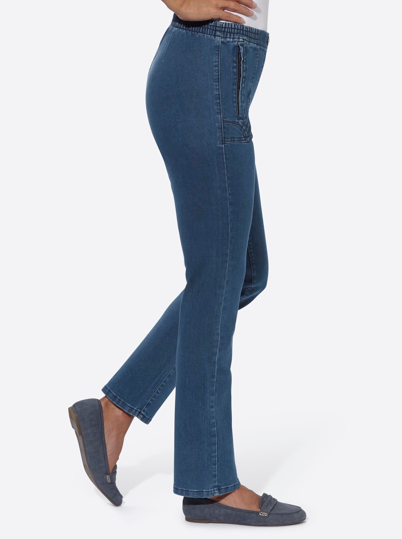 Classic Basics Women Pull-on Jeans Blue Size 54 2